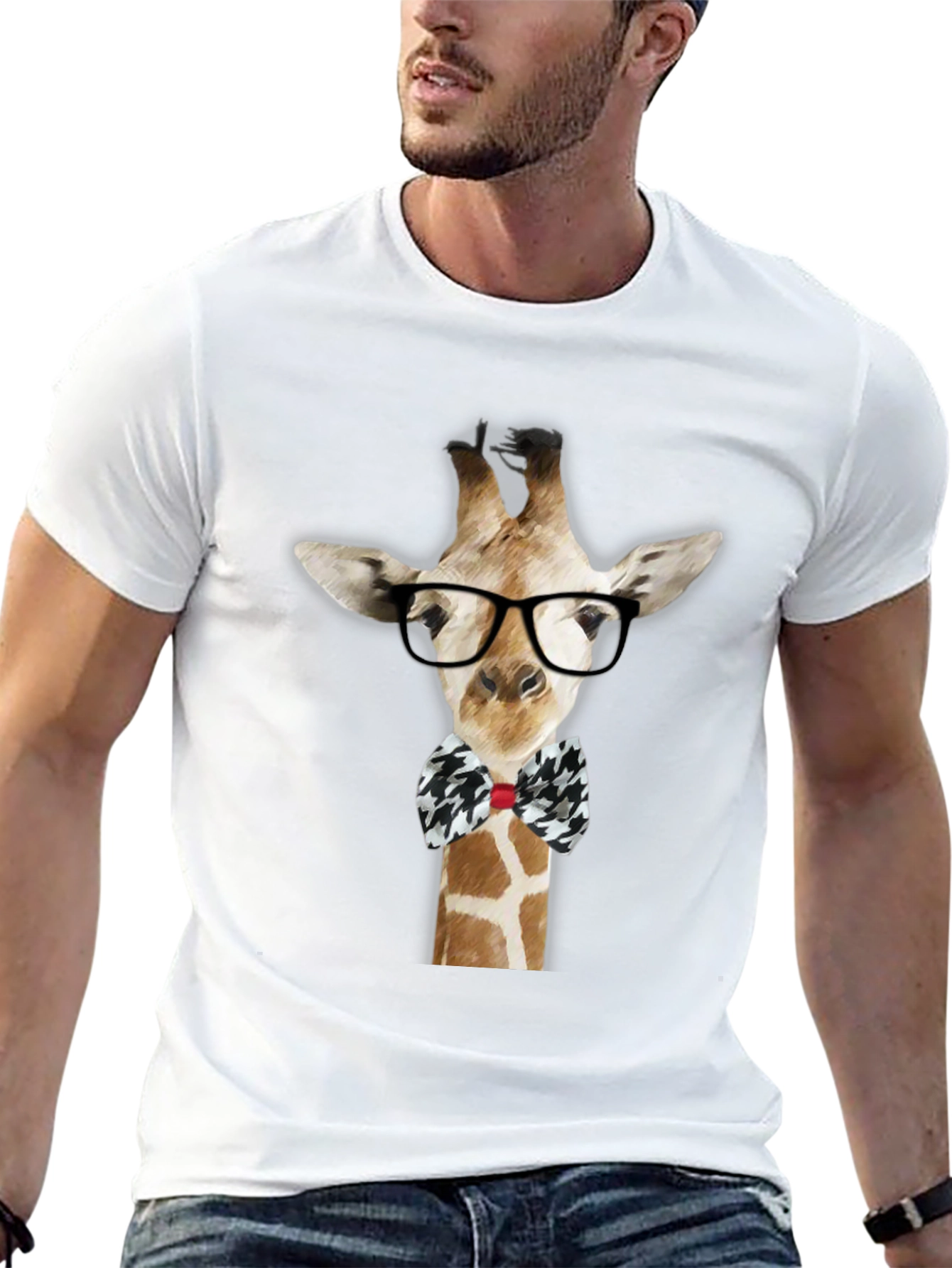 Giraffe with Glasses Graphic T-Shirt