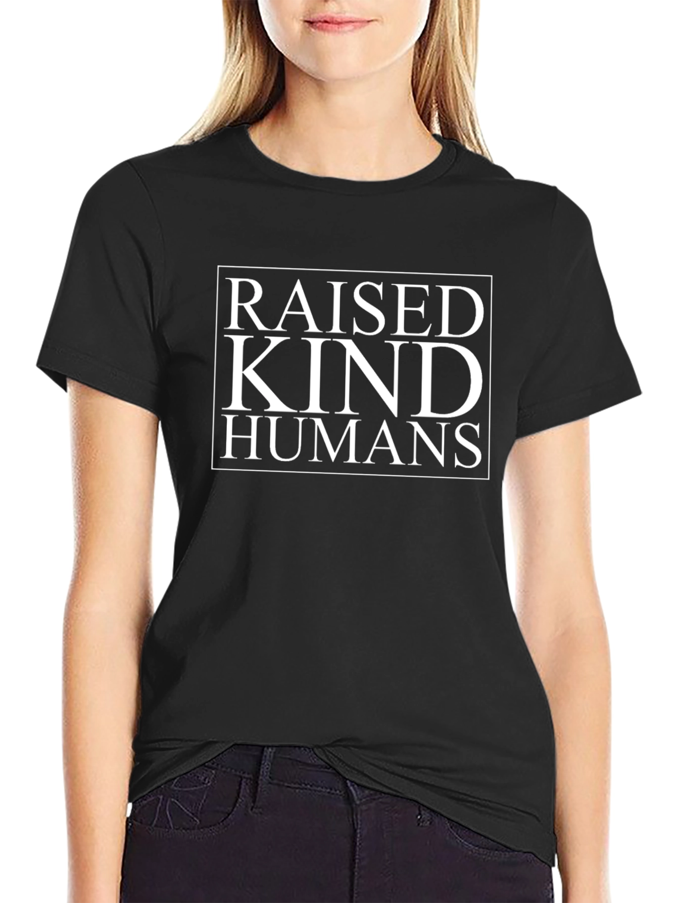 Raised Kind Humans Graphic Tee - Black Cotton T-Shirt