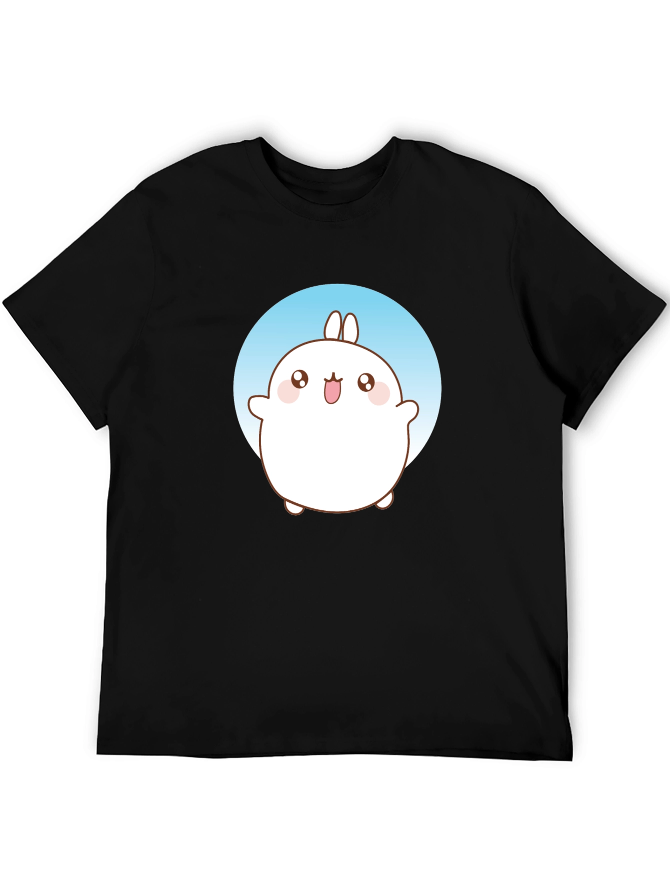 Cute Molang Bunny Graphic T-Shirt - Black