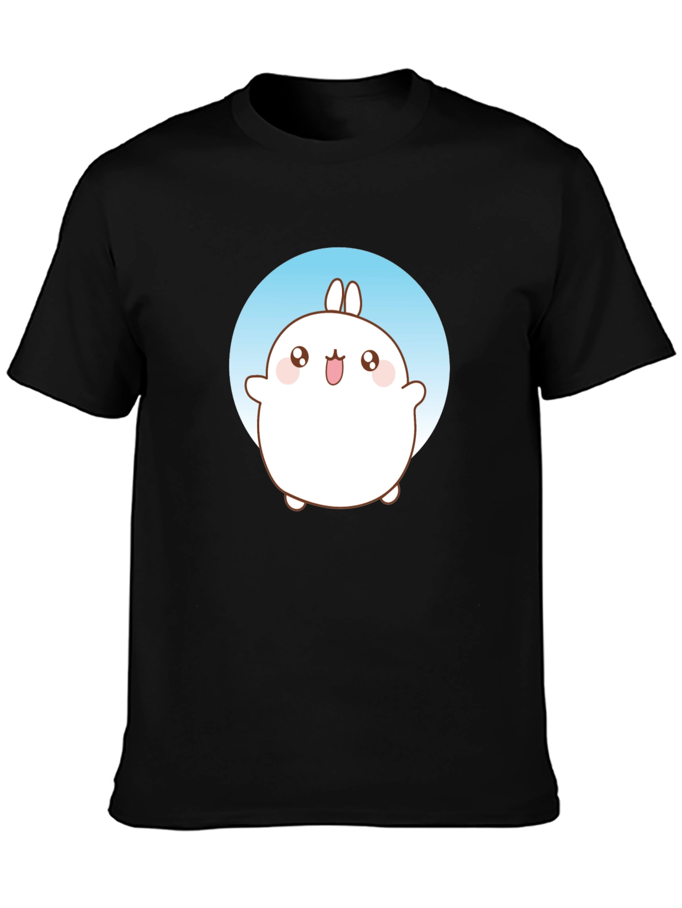 Cute Molang Bunny Graphic T-Shirt - Black
