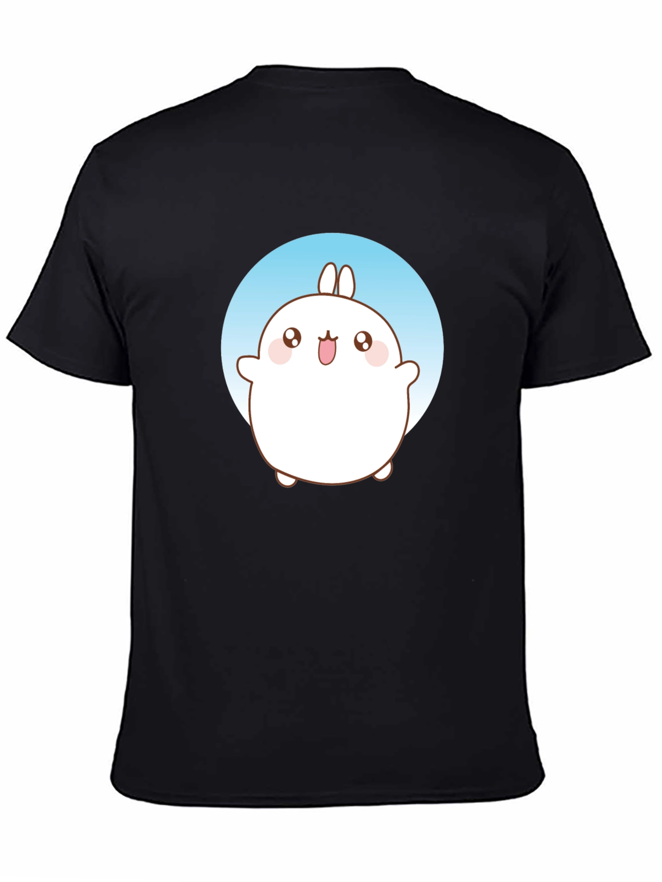 Cute Molang Bunny Graphic T-Shirt - Black