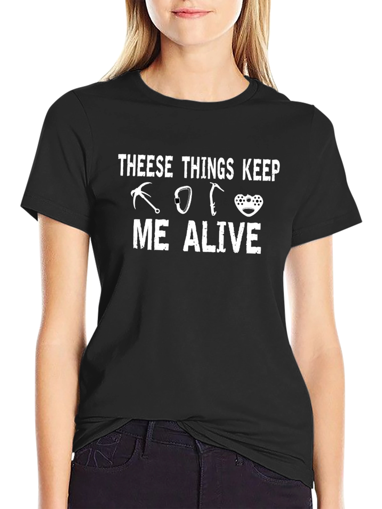 Climbing Tools Keep Me Alive Black Graphic T-Shirt