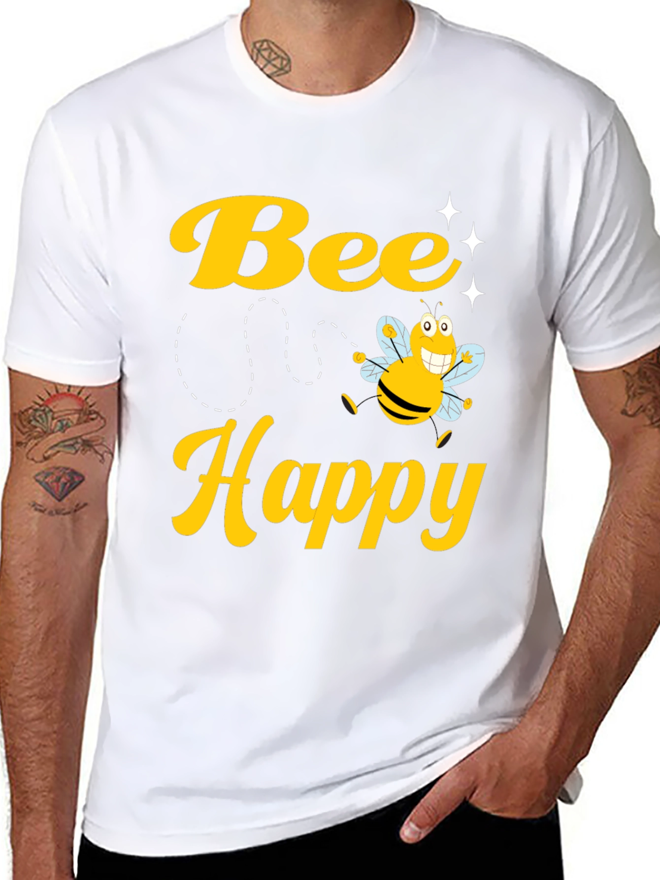 Bee Happy Graphic Tee - Unisex Cotton T-Shirt