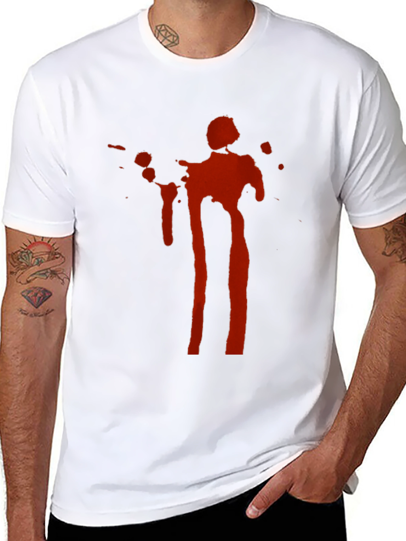 Statement Tee: Red Ink Splatter Graphic Black T-Shirt
