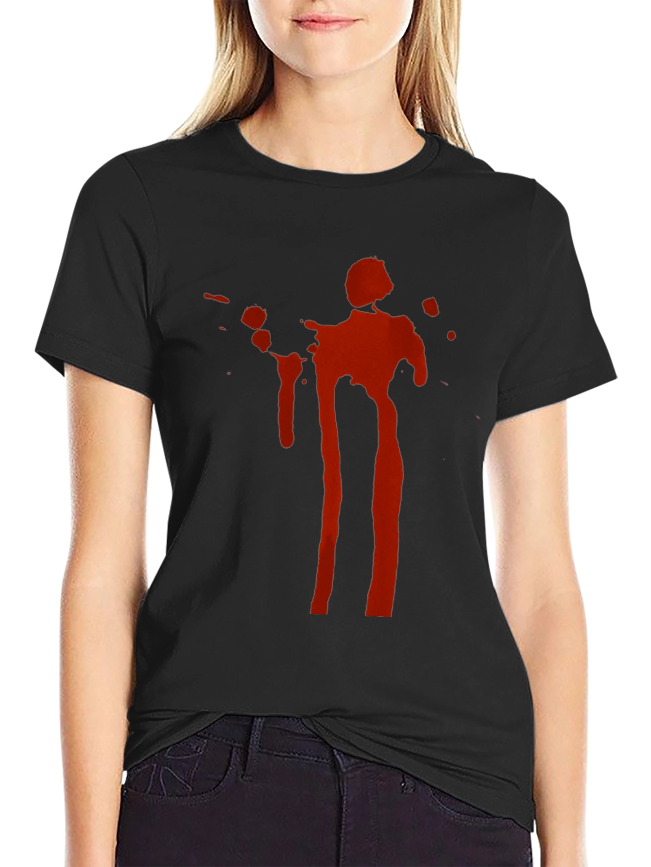 Statement Tee: Red Ink Splatter Graphic Black T-Shirt