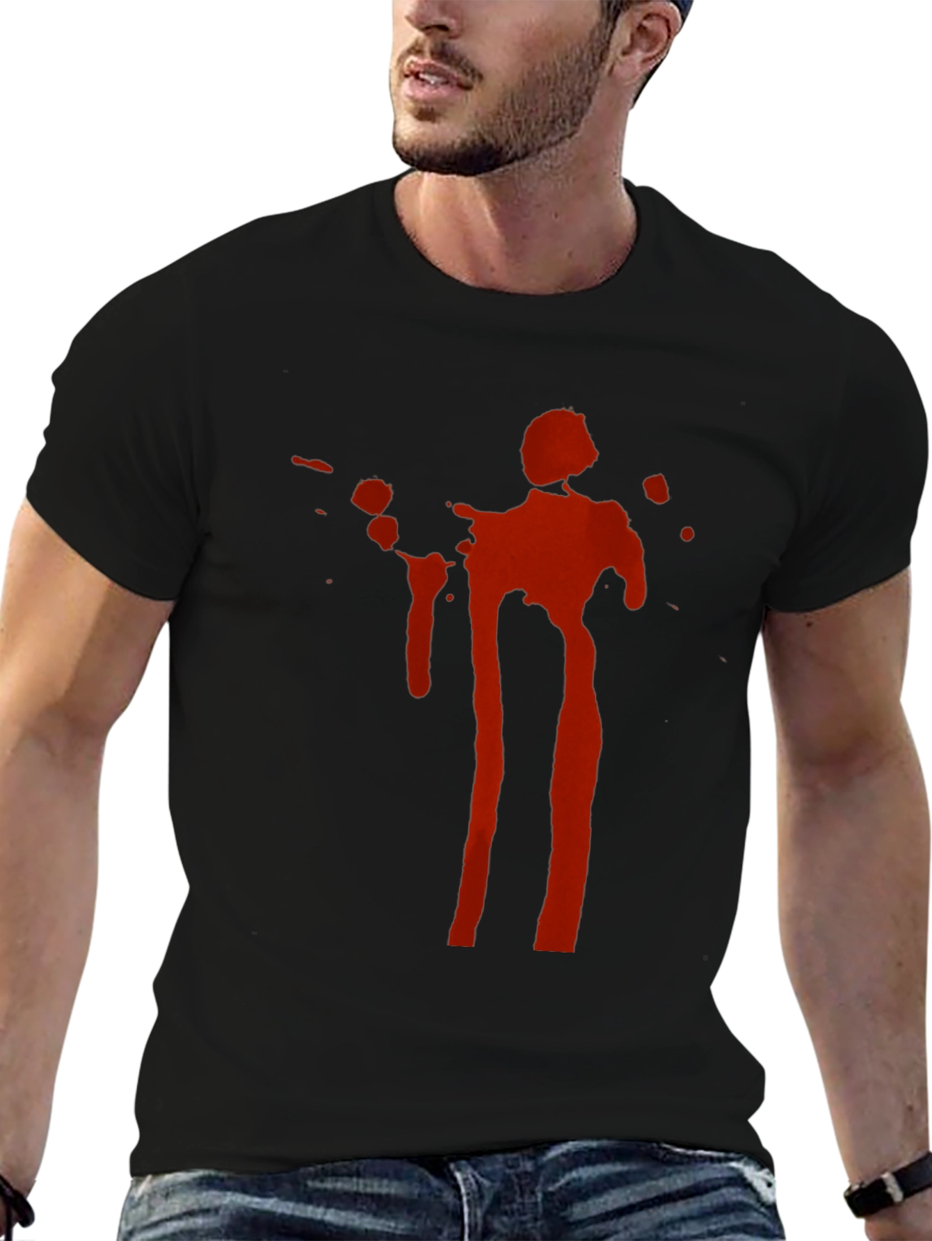 Statement Tee: Red Ink Splatter Graphic Black T-Shirt