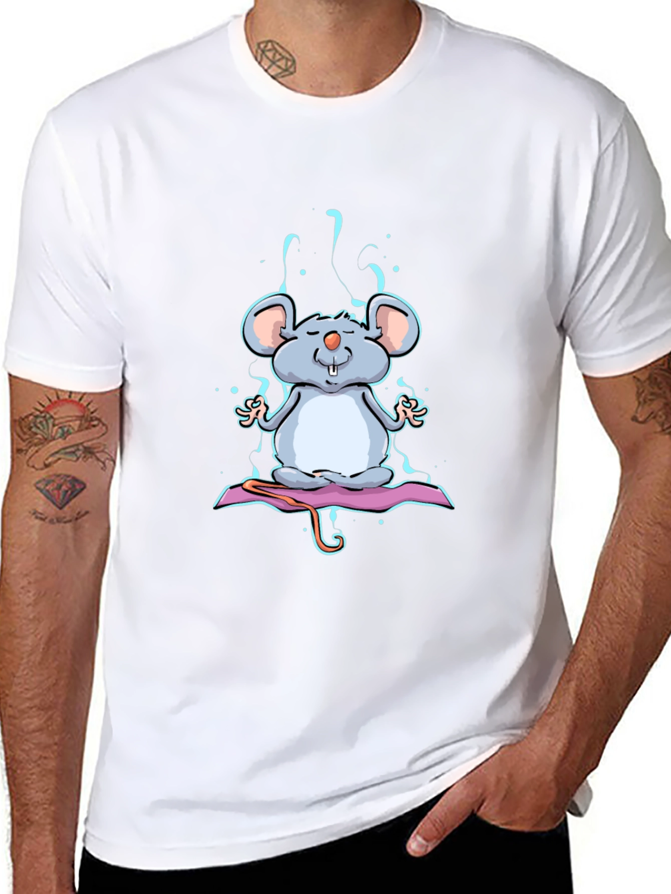 Meditating Mouse Graphic Tee - Zen Style