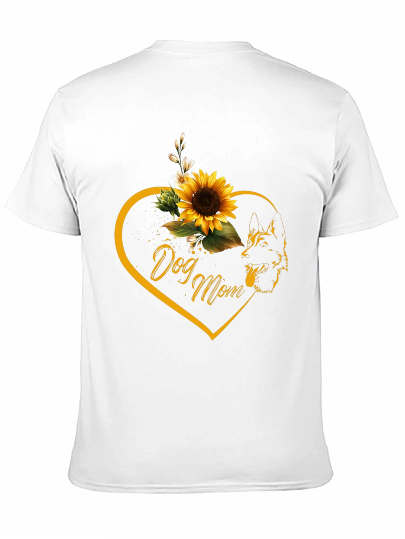 Dog Mom Sunflower Heart Black T-Shirt