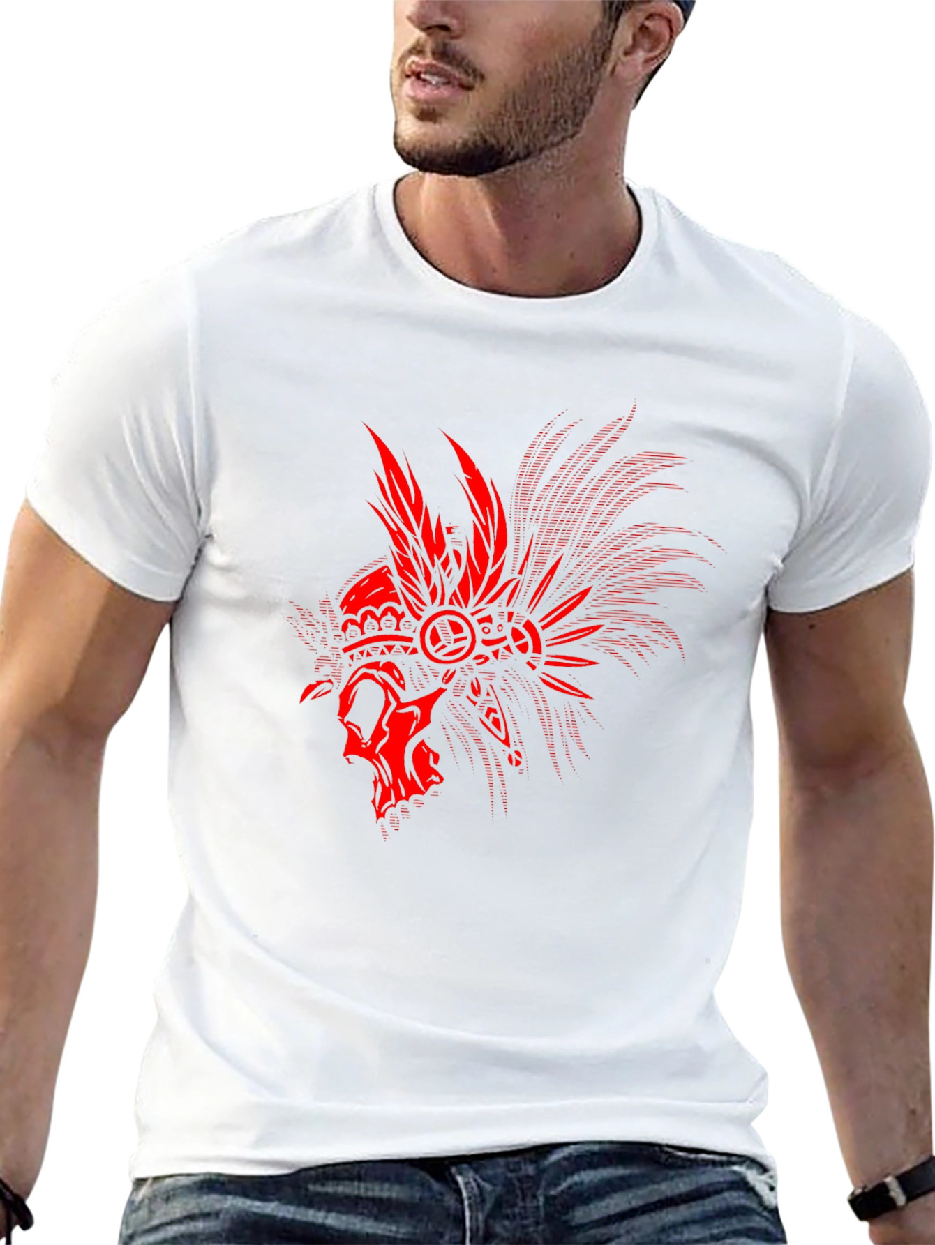 Skull Headdress Graphic Tee - Black