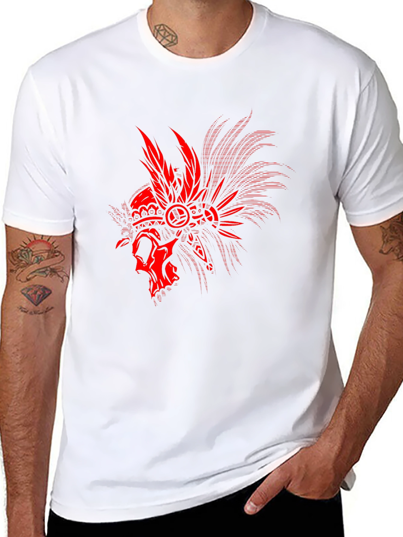 Skull Headdress Graphic Tee - Black