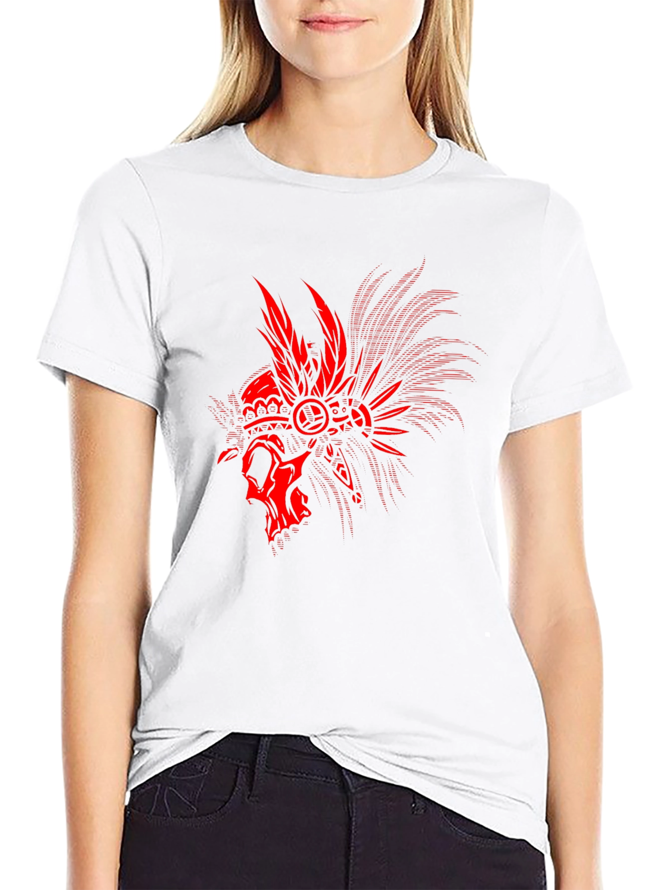 Skull Headdress Graphic Tee - Black