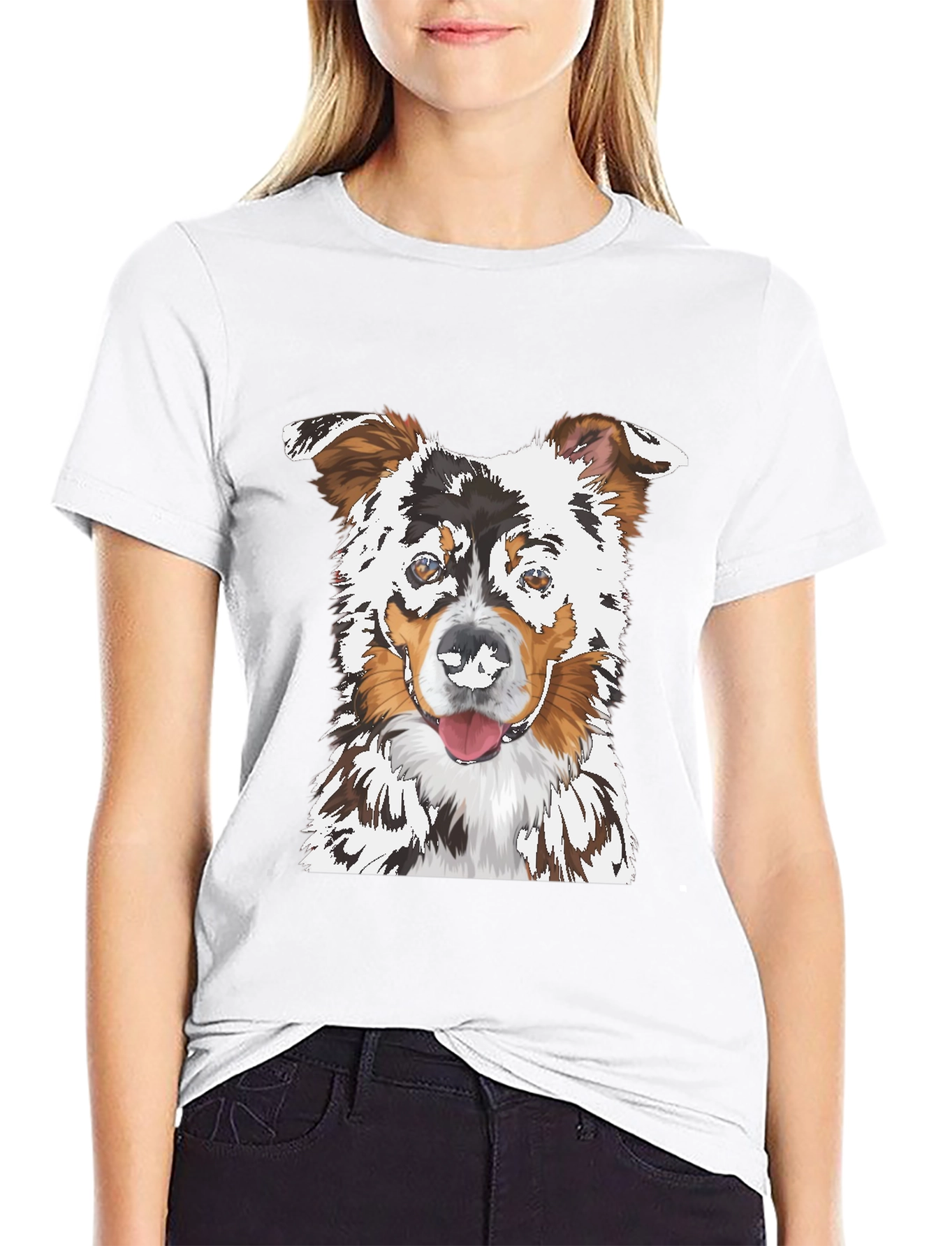 Dog Portrait Graphic Tee - Black Cotton T-Shirt