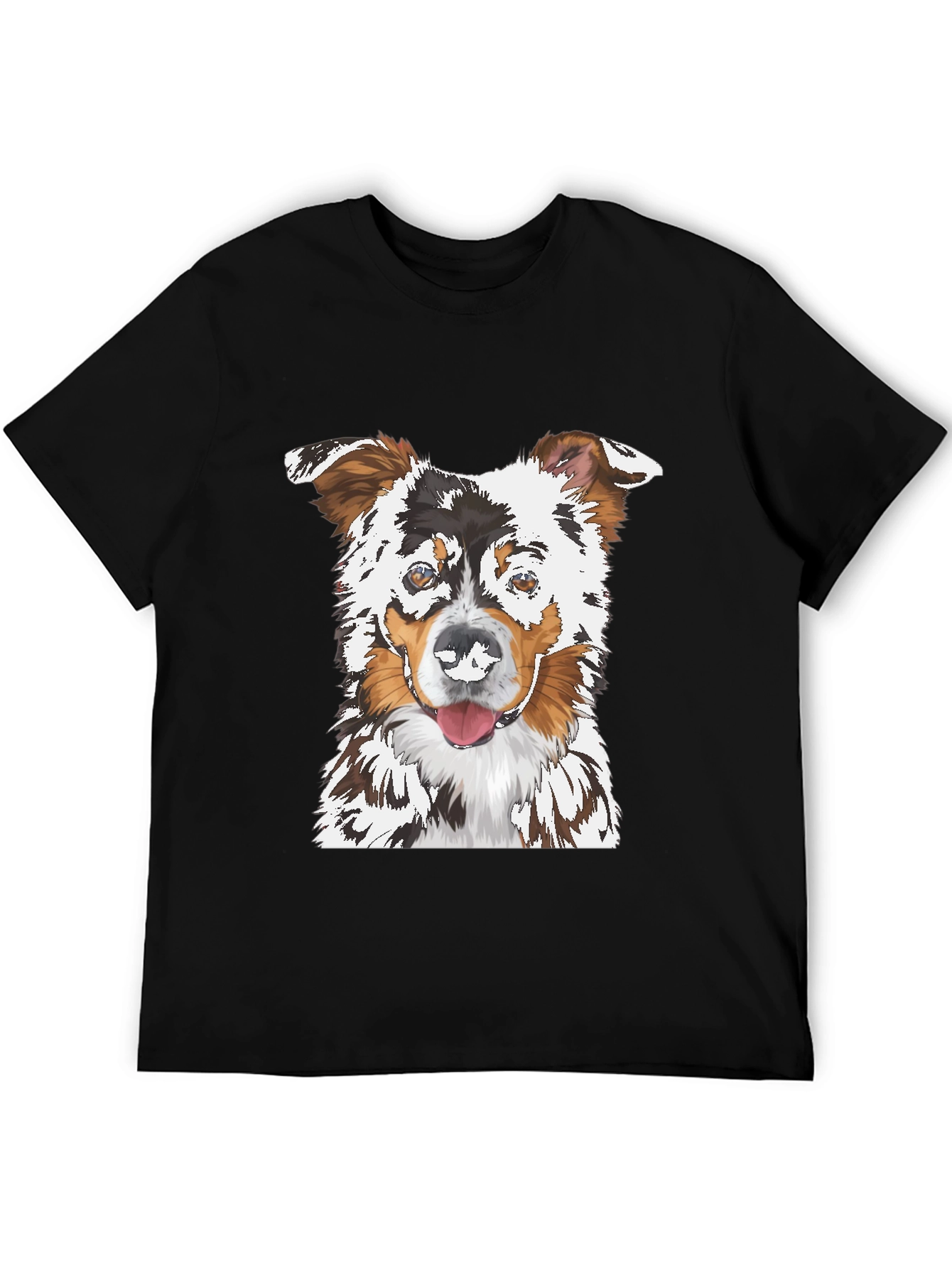Dog Portrait Graphic Tee - Black Cotton T-Shirt