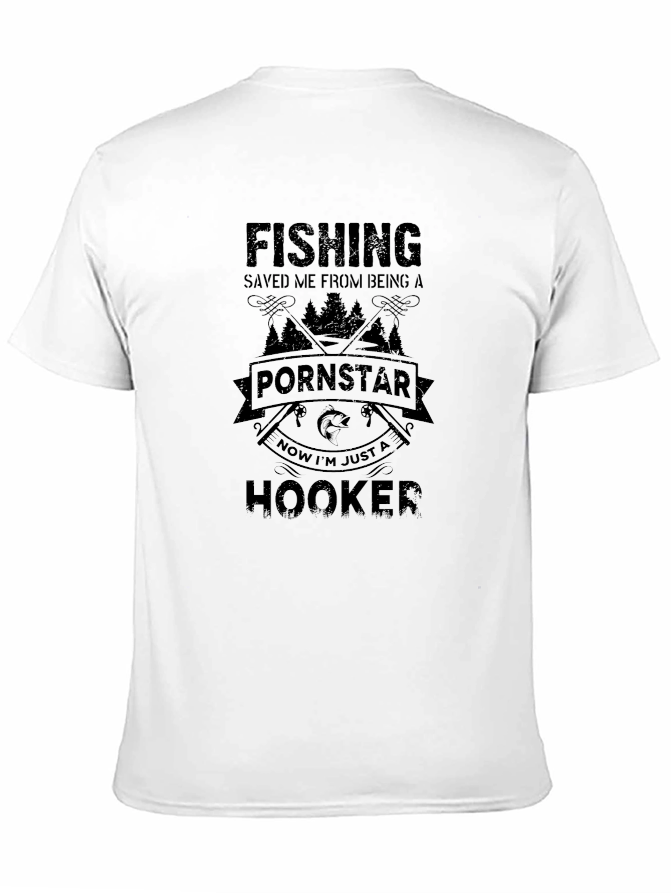 Fishing Pornstar Hooker Mens Black T-Shirt