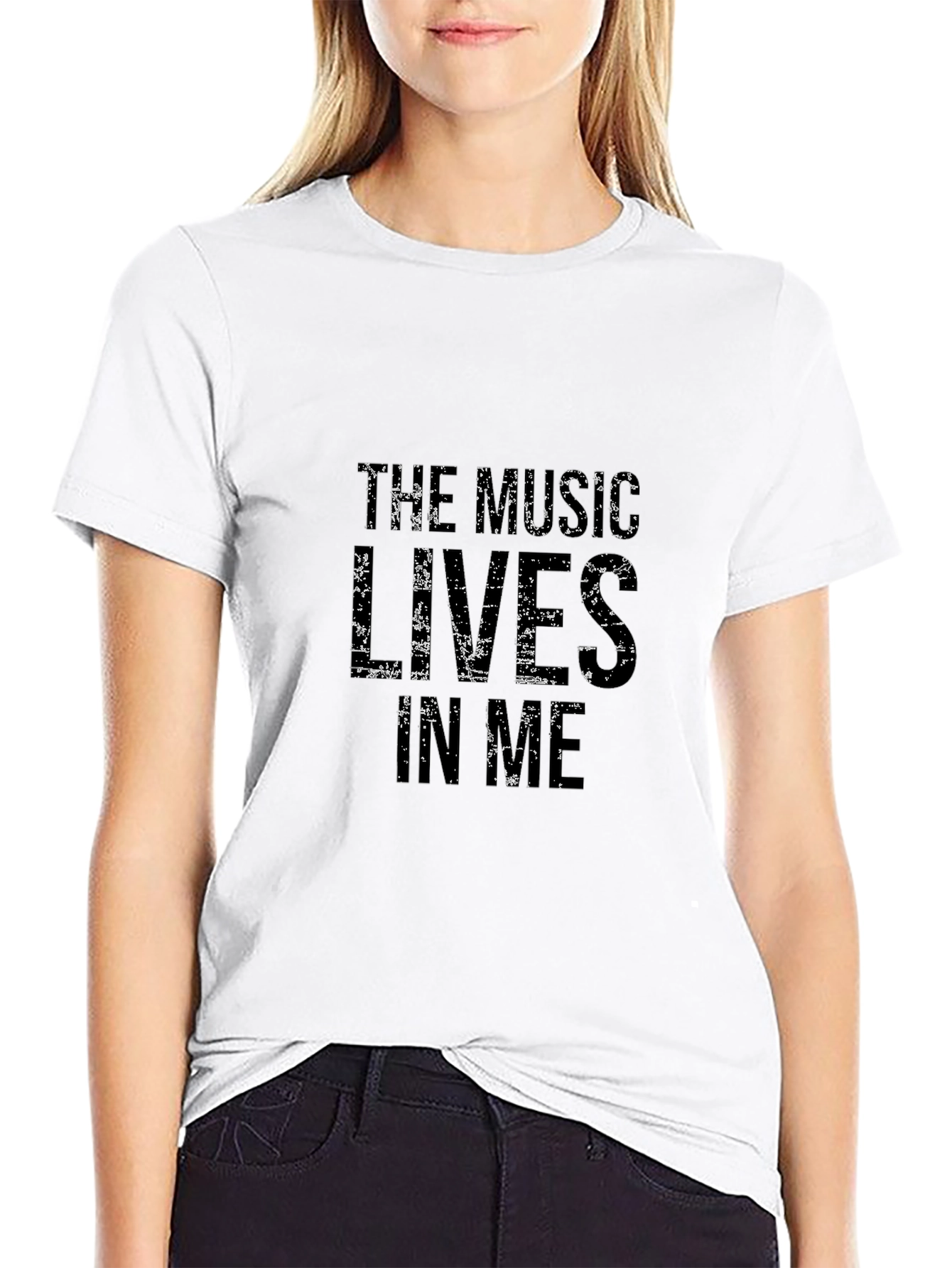 The Music Lives in Me Graphic Black T-Shirt
