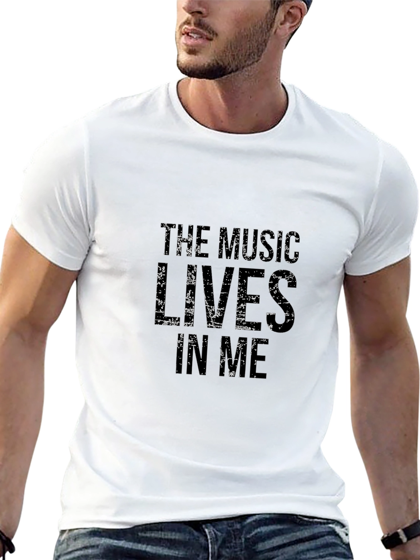 The Music Lives in Me Graphic Black T-Shirt