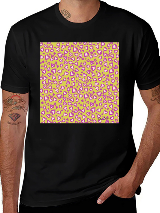 Heart Print Crew Neck Tee - Casual Style
