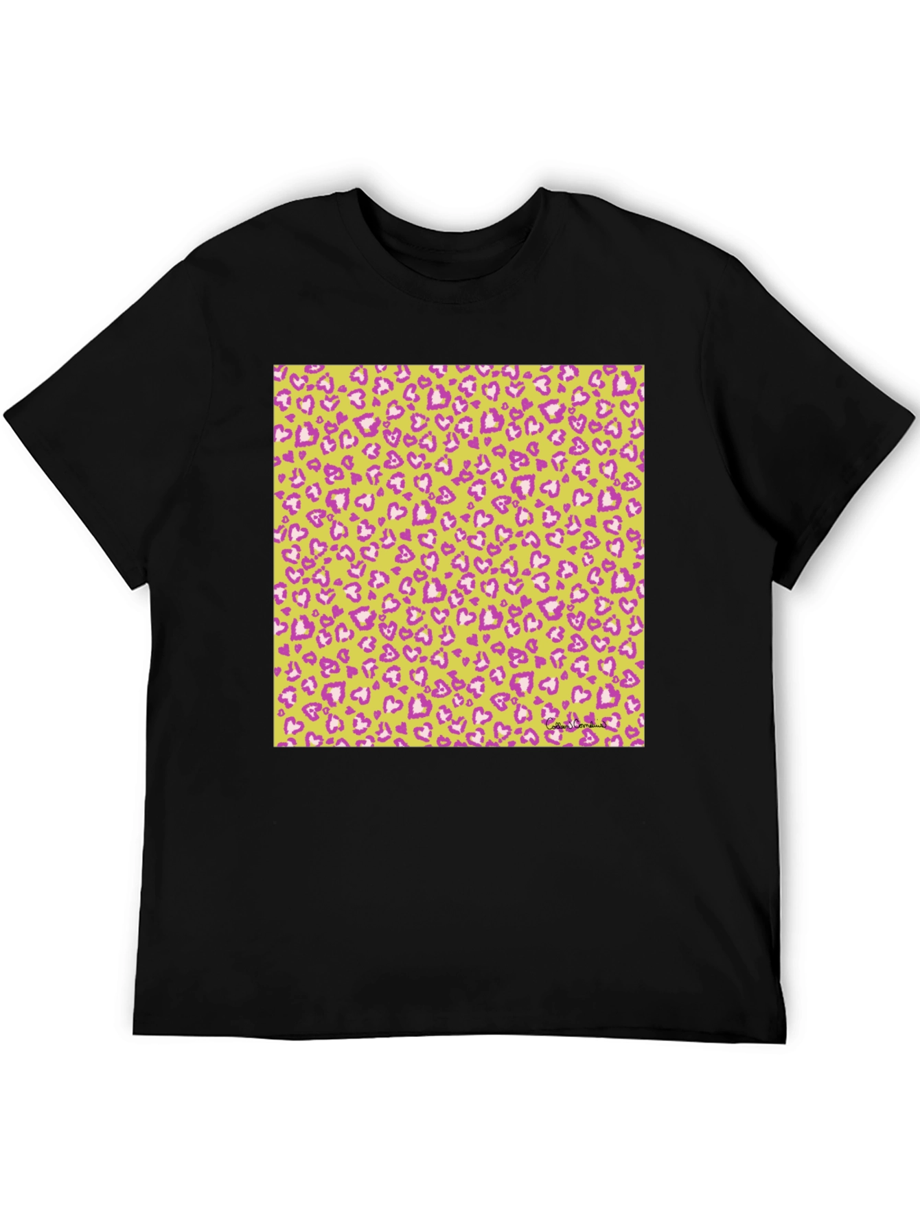Heart Print Crew Neck Tee - Casual Style