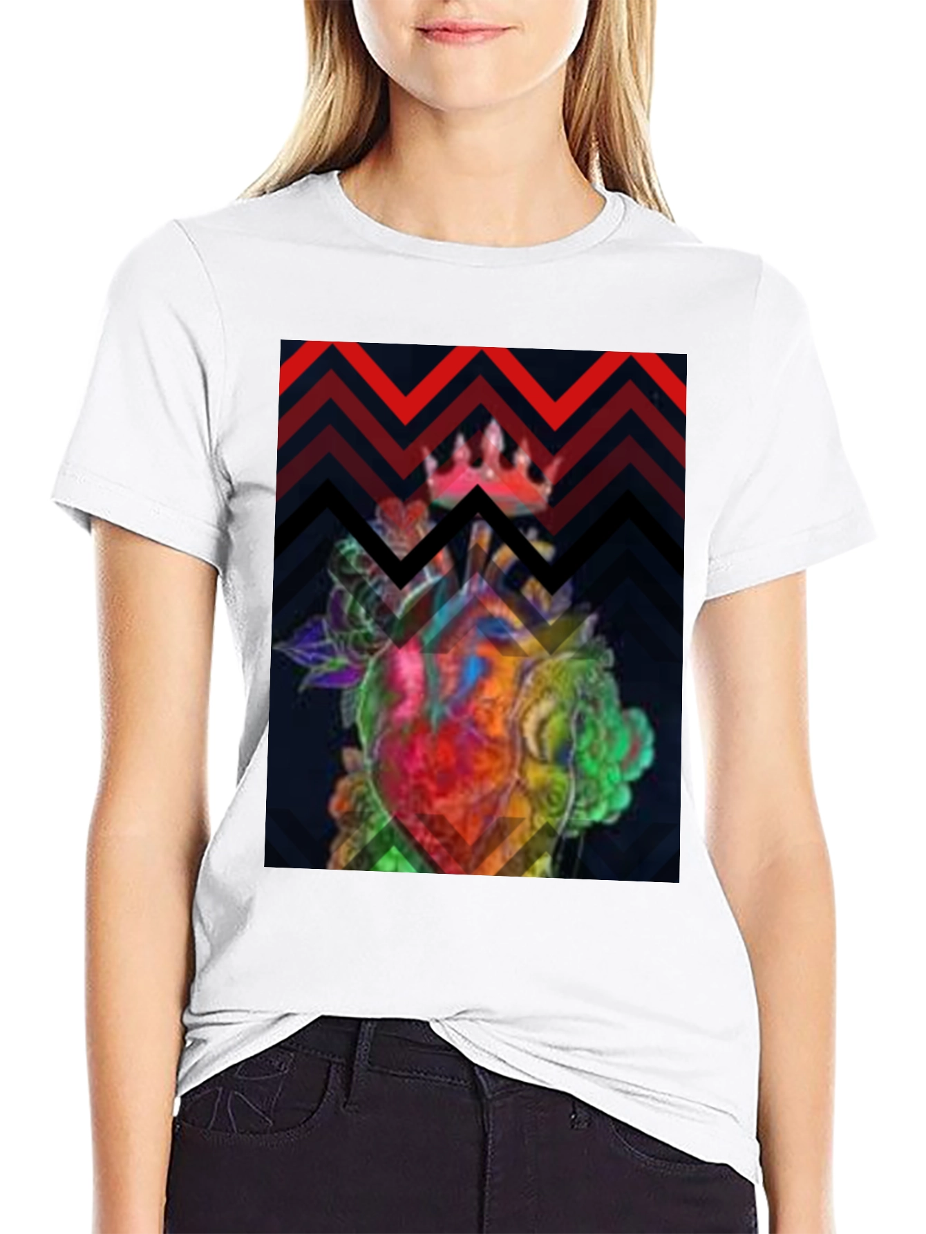 Graphic Heart Crown Black T-Shirt