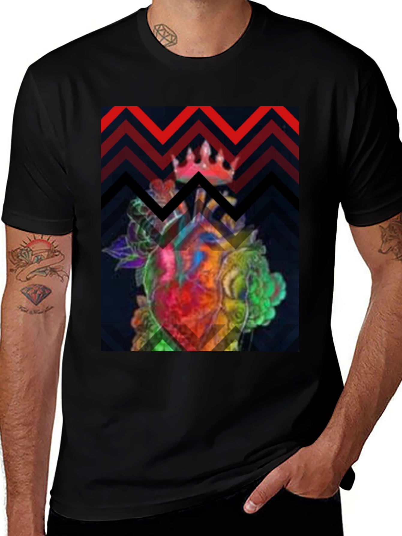 Graphic Heart Crown Black T-Shirt
