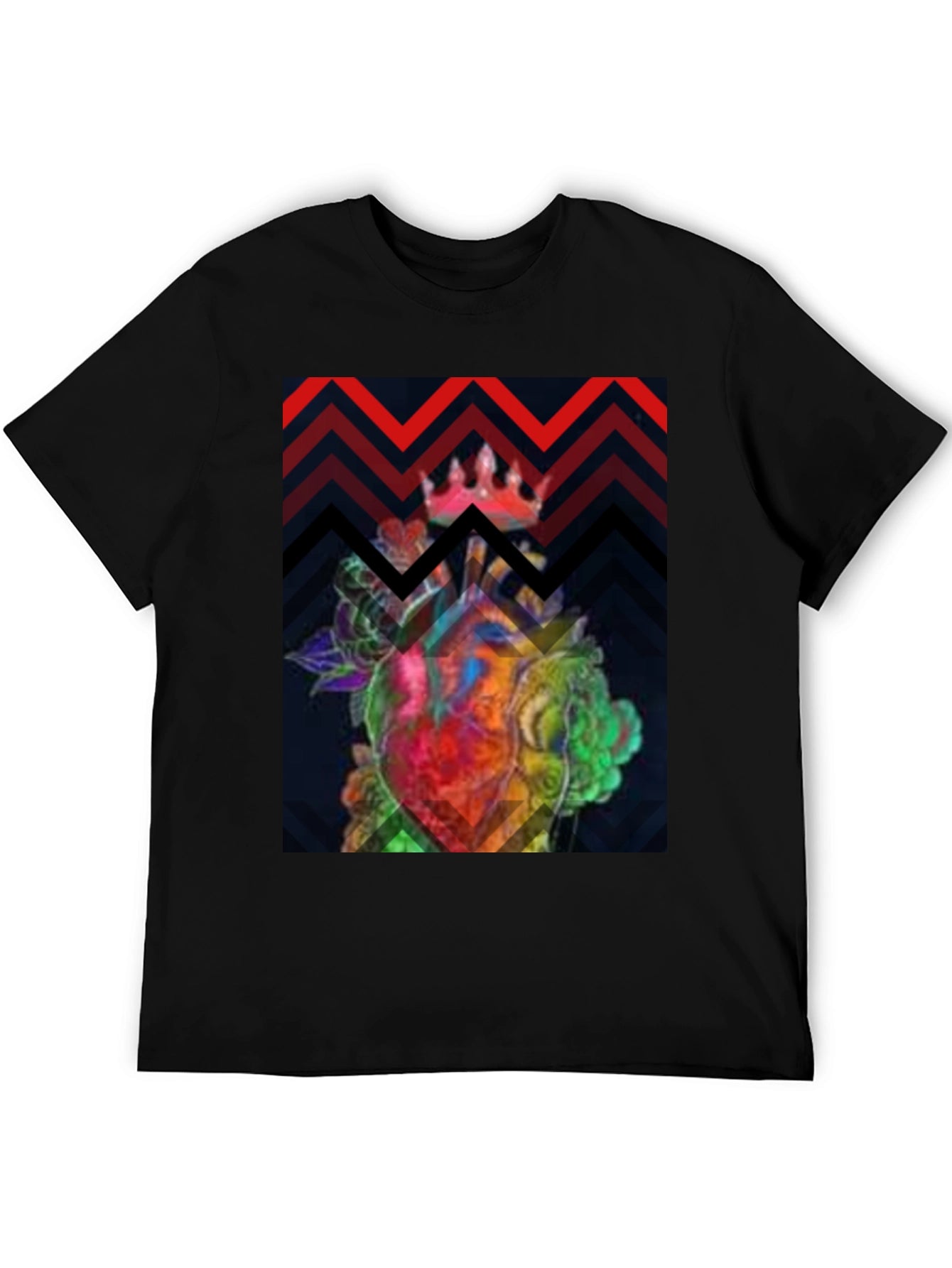 Graphic Heart Crown Black T-Shirt