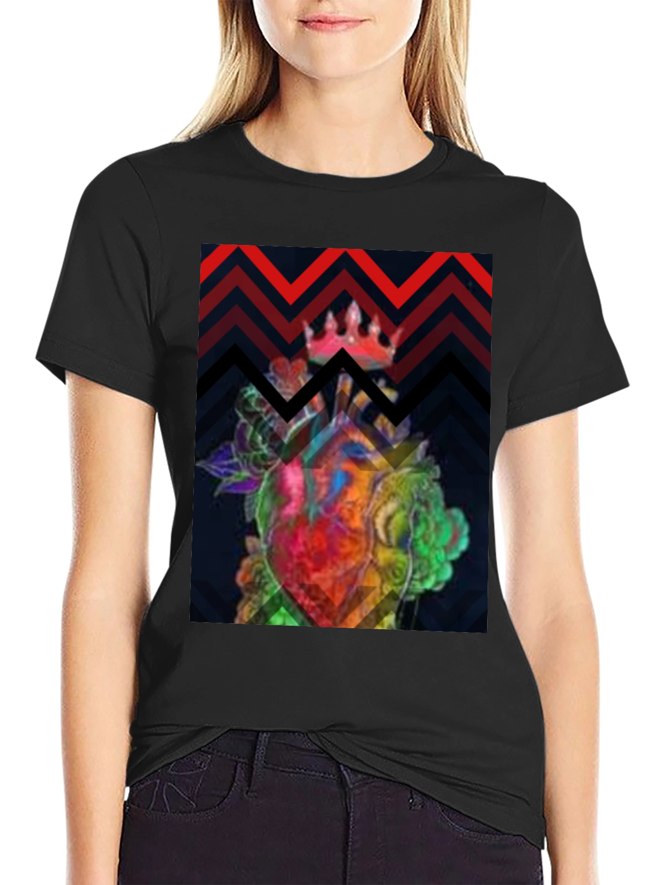 Graphic Heart Crown Black T-Shirt