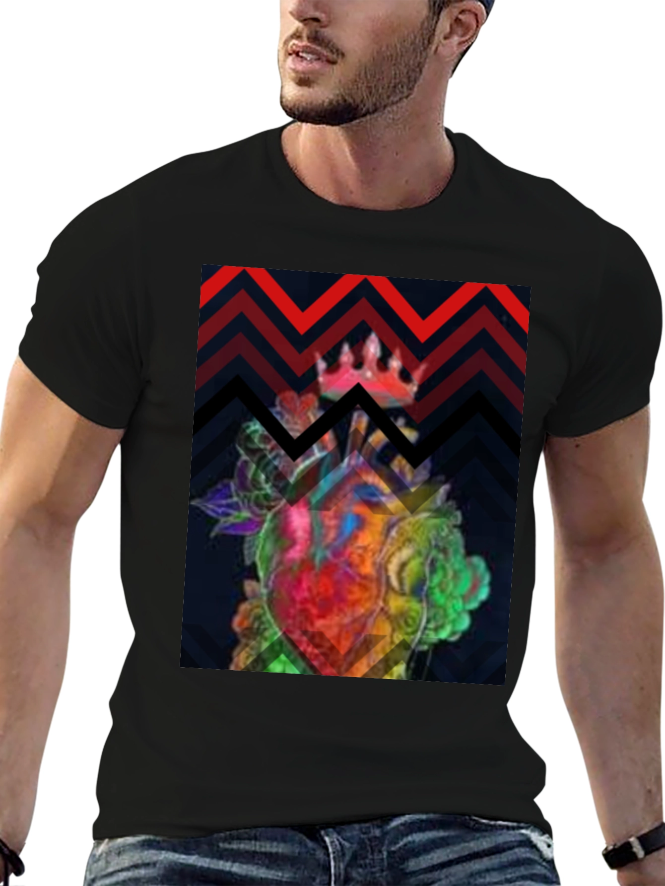 Graphic Heart Crown Black T-Shirt
