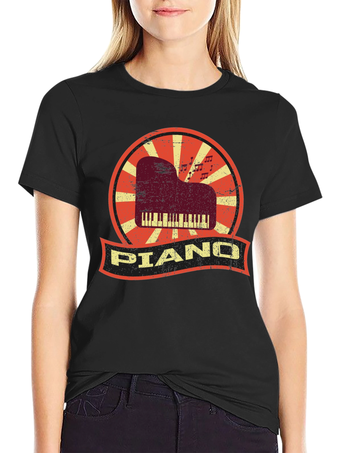 Retro Piano T-Shirt - Musician Style Tee