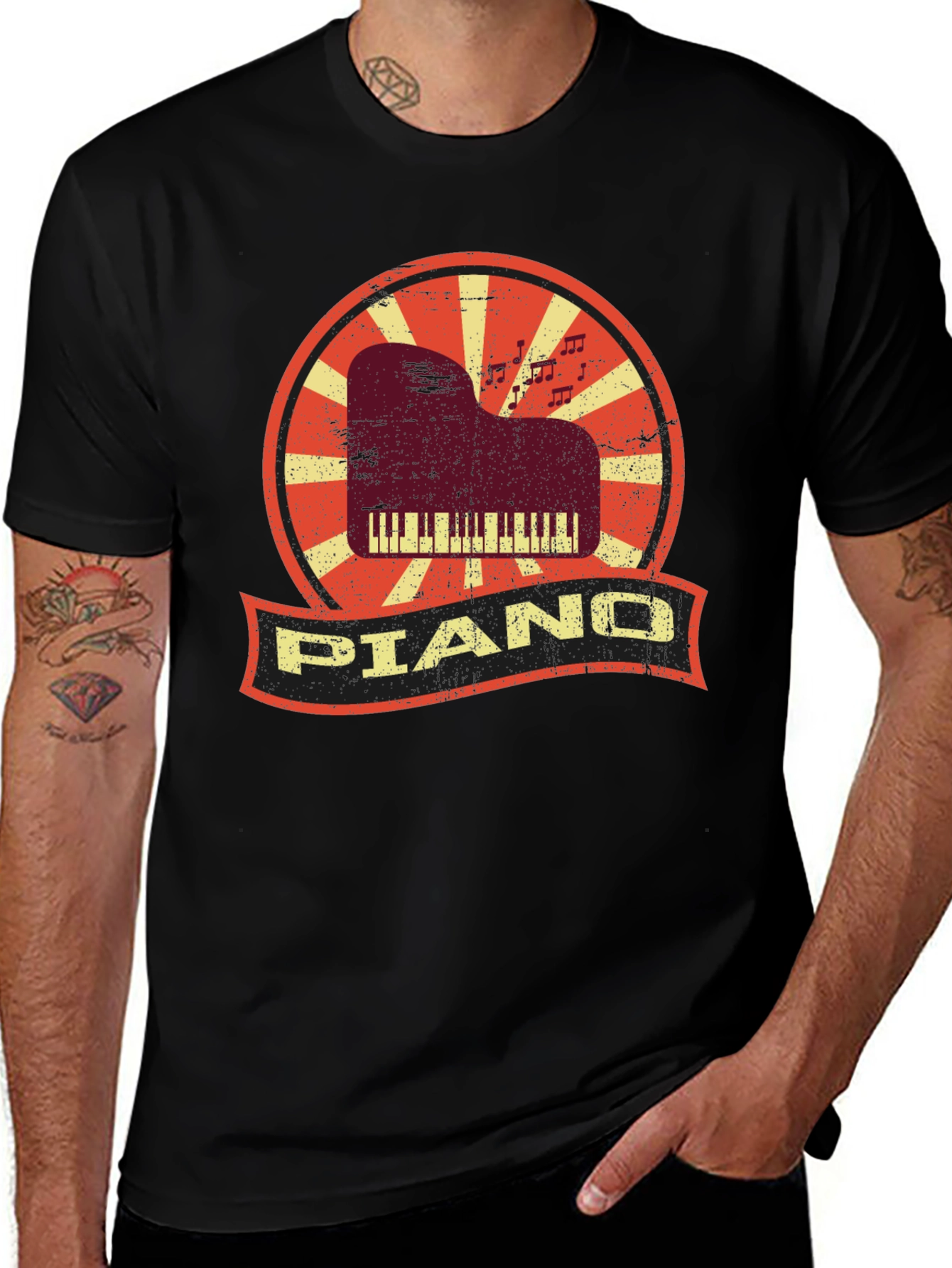 Retro Piano T-Shirt - Musician Style Tee