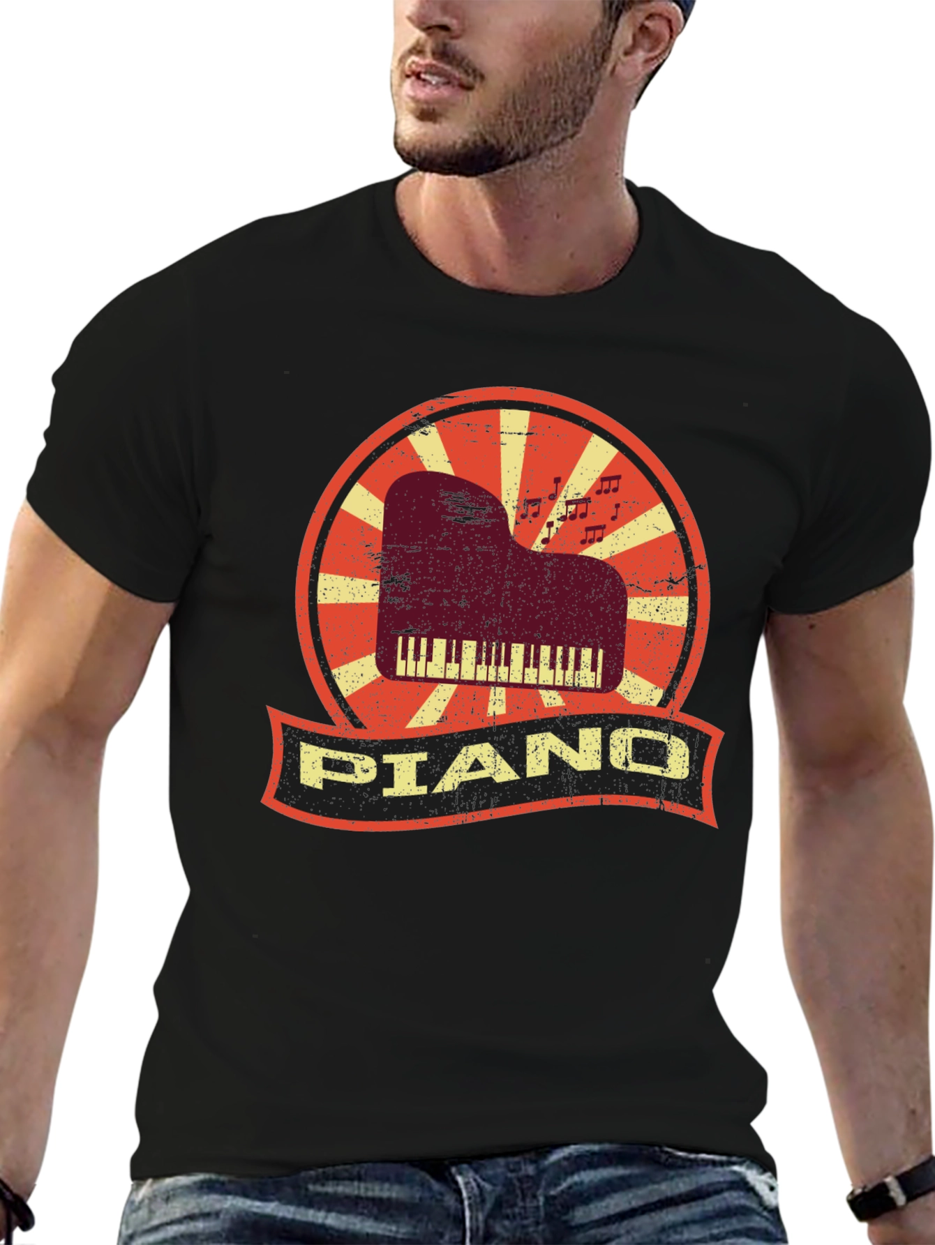 Retro Piano T-Shirt - Musician Style Tee