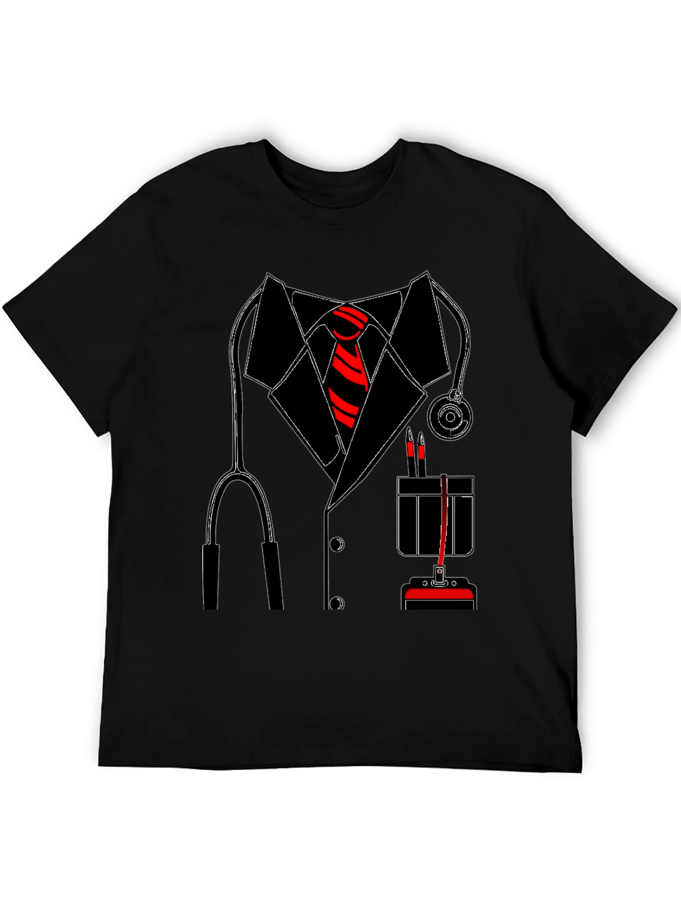 Doctor Costume T-Shirt with Stethoscope & Tie