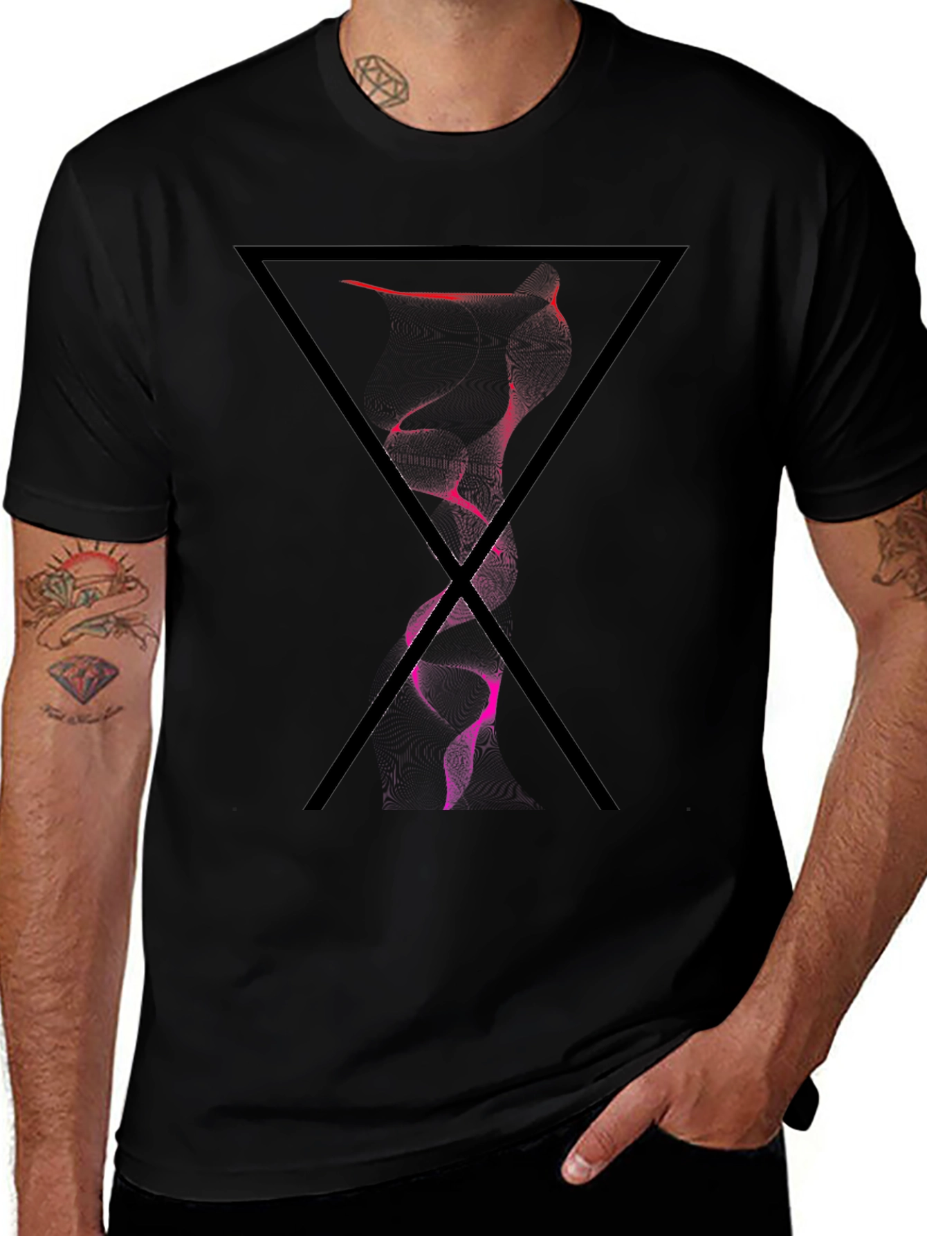 Abstract Triangle Graphic Tee - Black