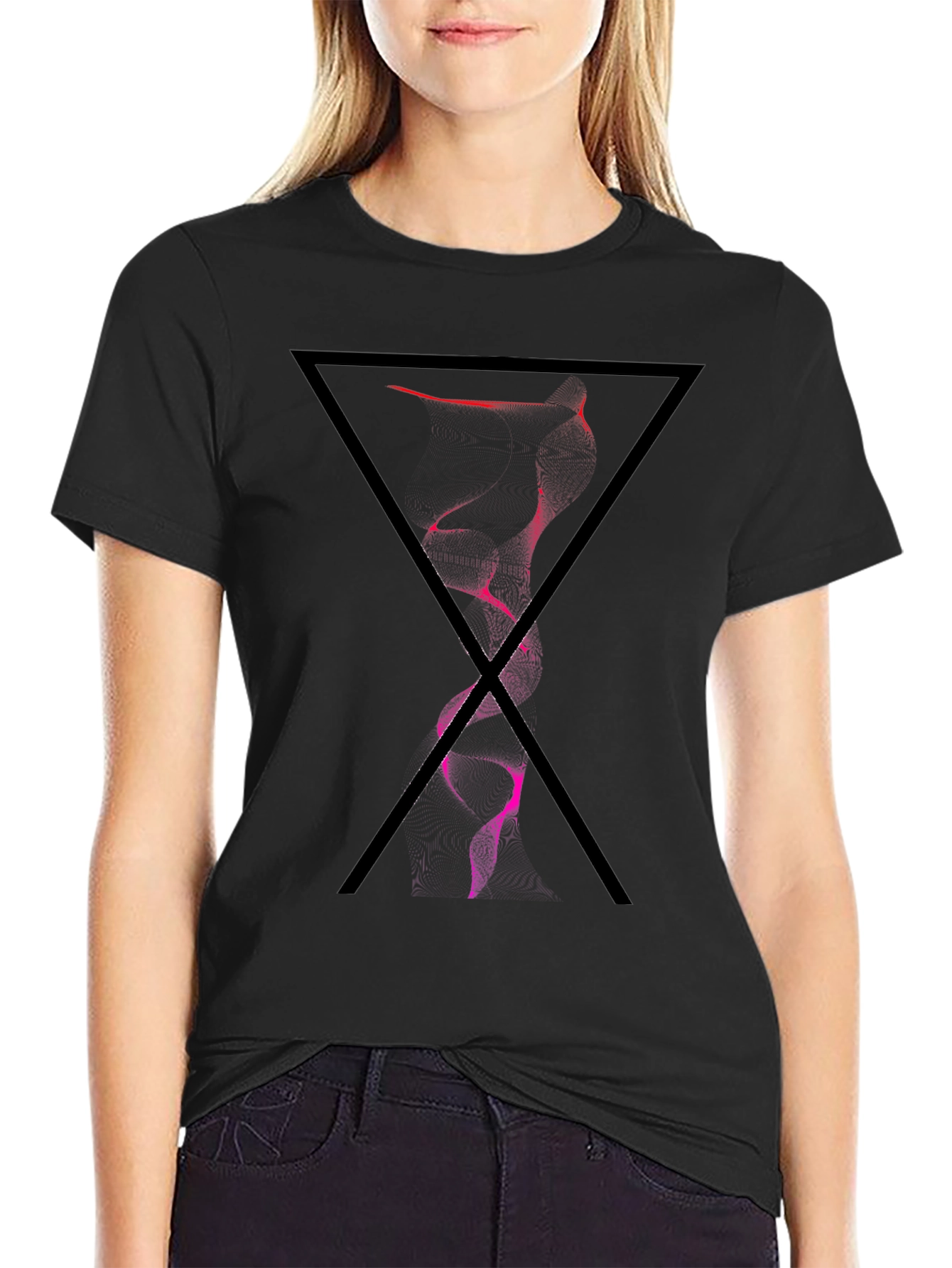 Abstract Triangle Graphic Tee - Black