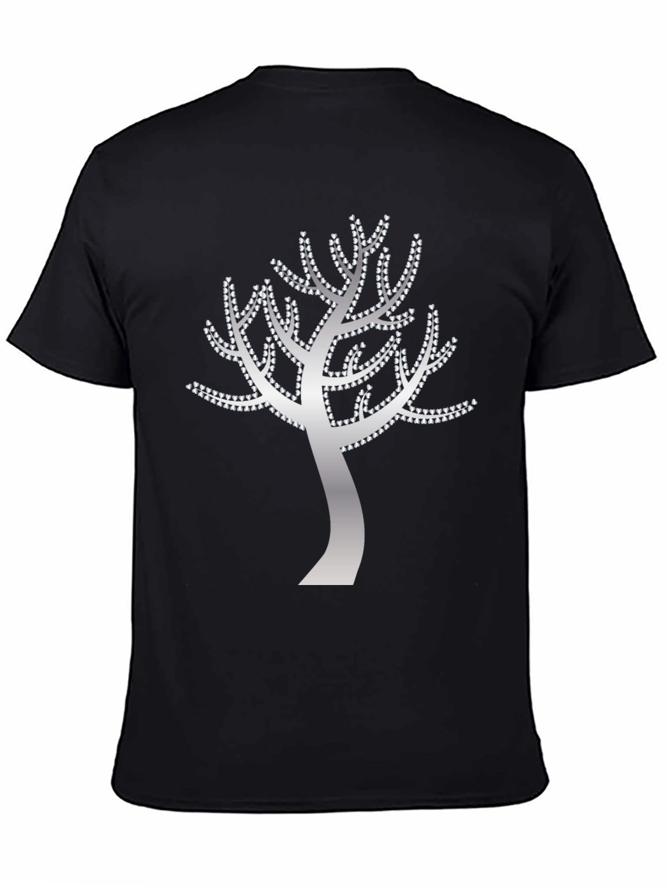 Tree of Hearts Graphic Tee - Black Cotton T-Shirt