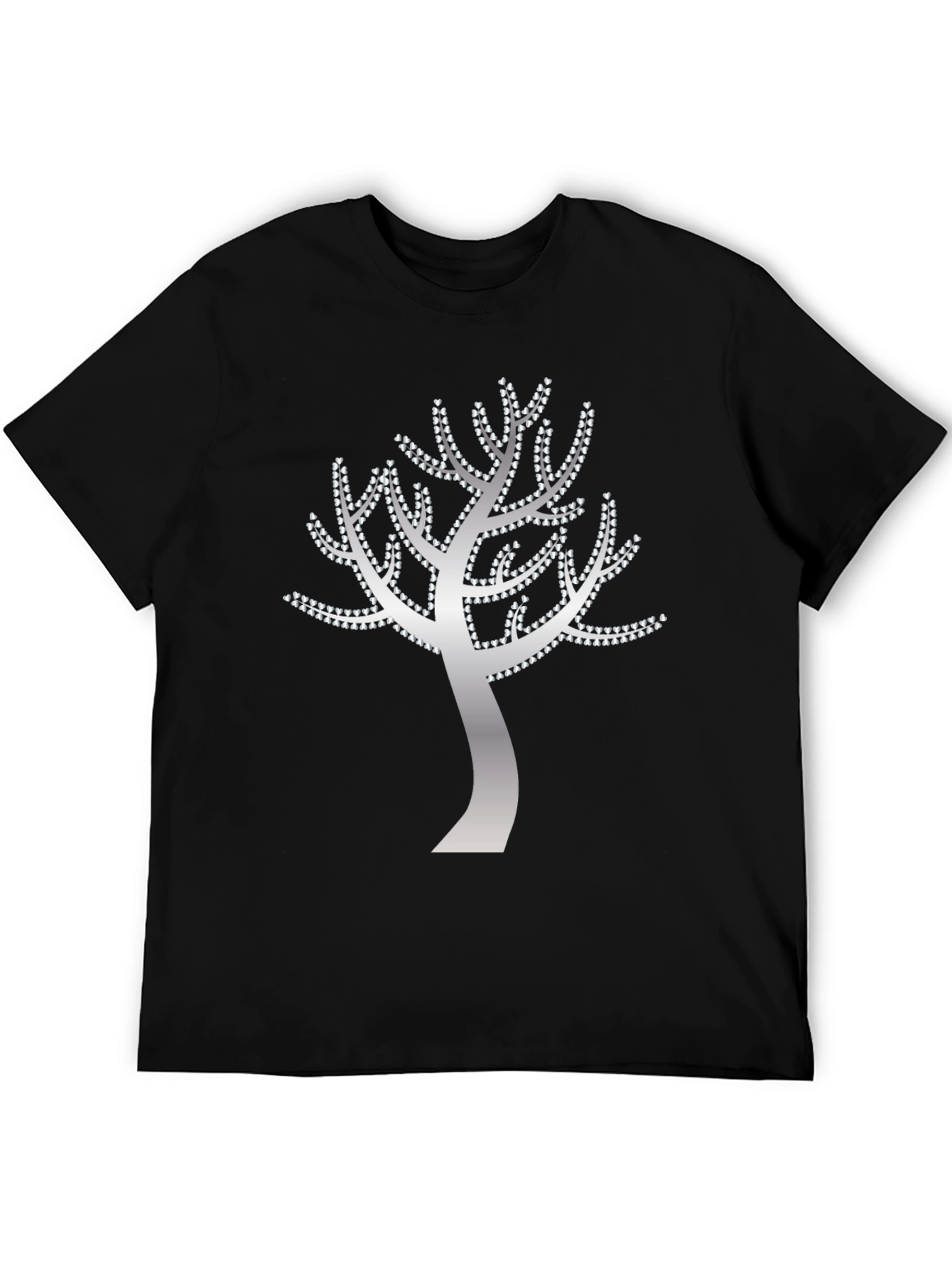 Tree of Hearts Graphic Tee - Black Cotton T-Shirt
