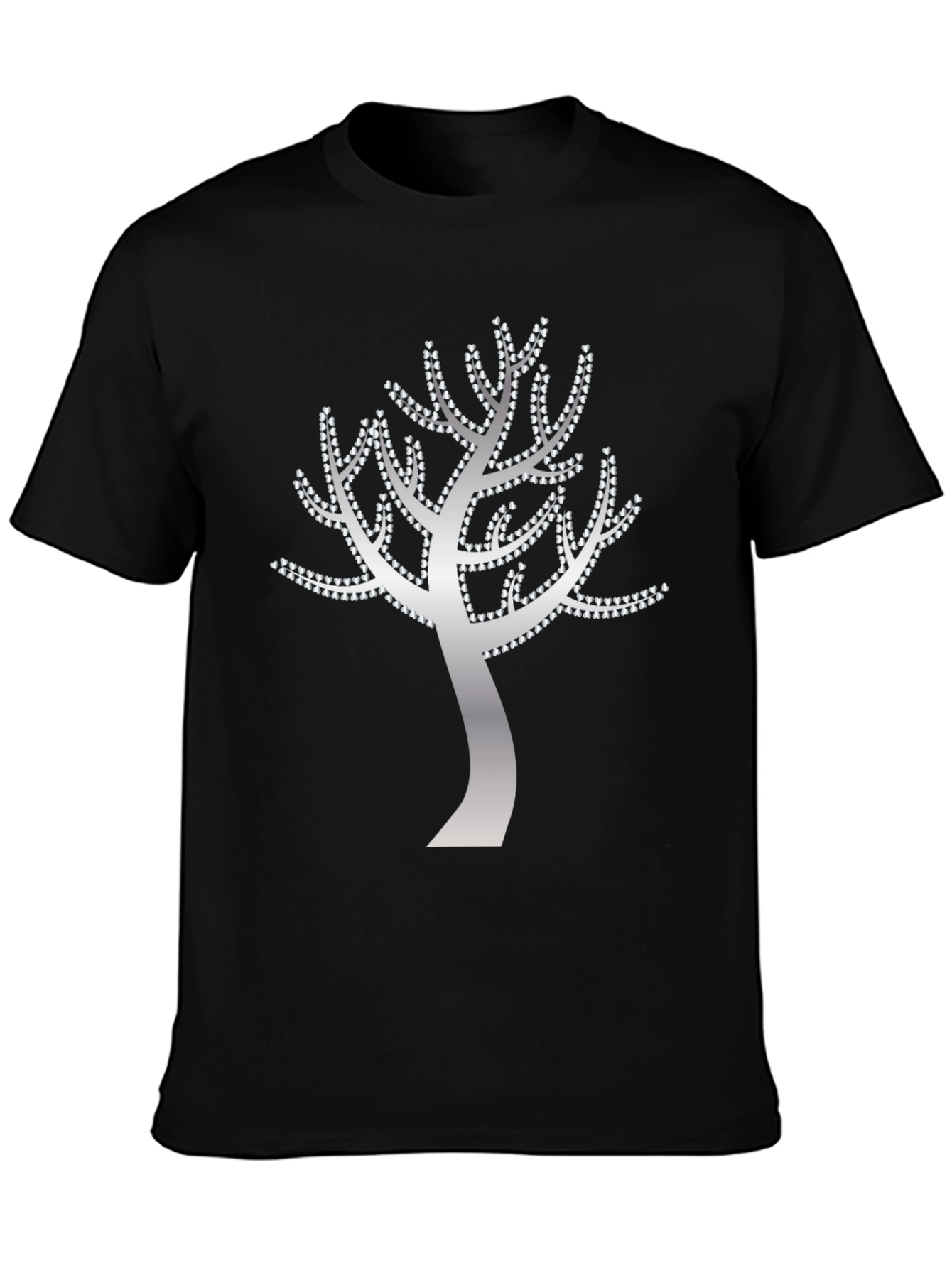 Tree of Hearts Graphic Tee - Black Cotton T-Shirt
