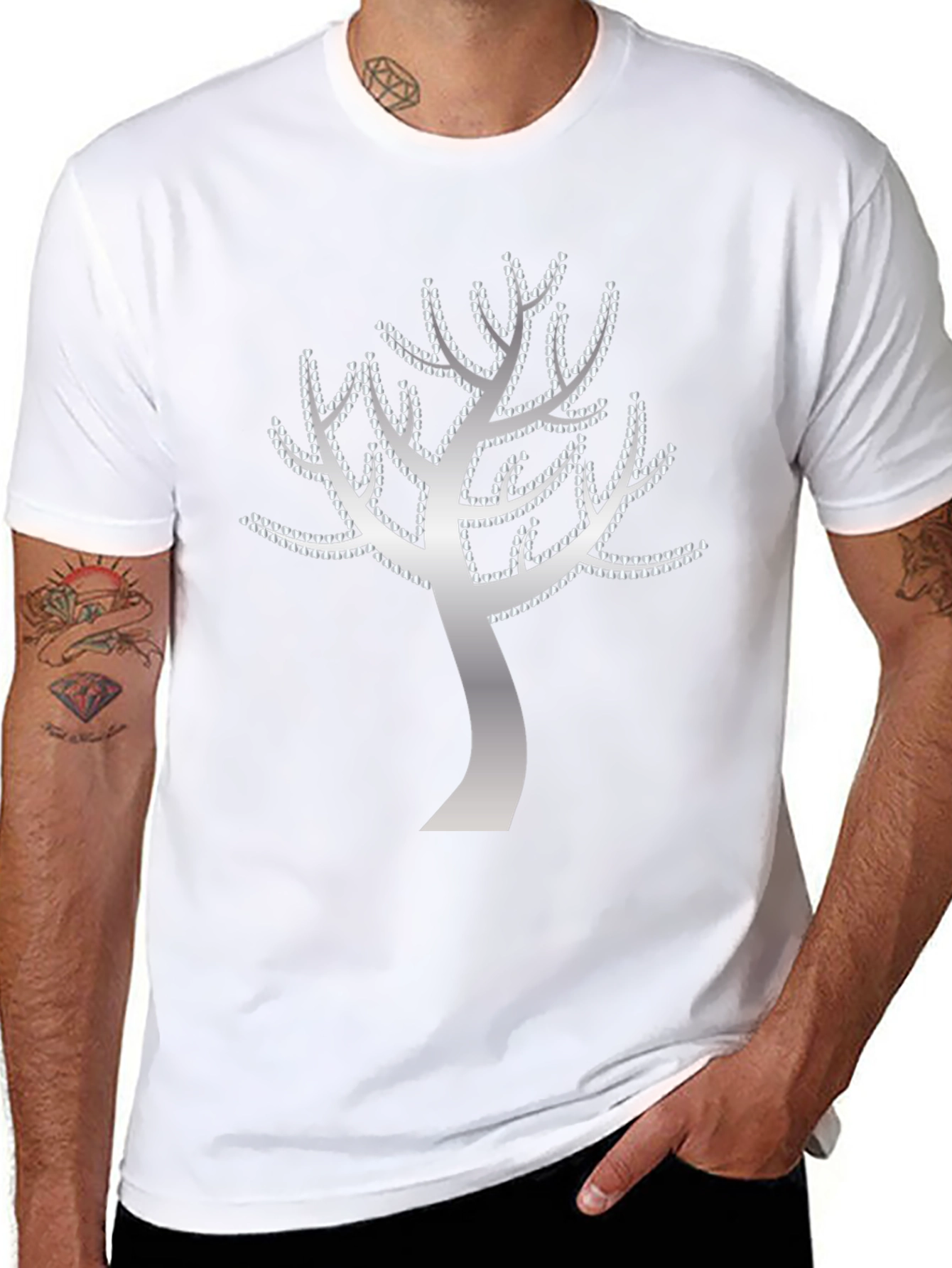 Tree of Hearts Graphic Tee - Black Cotton T-Shirt