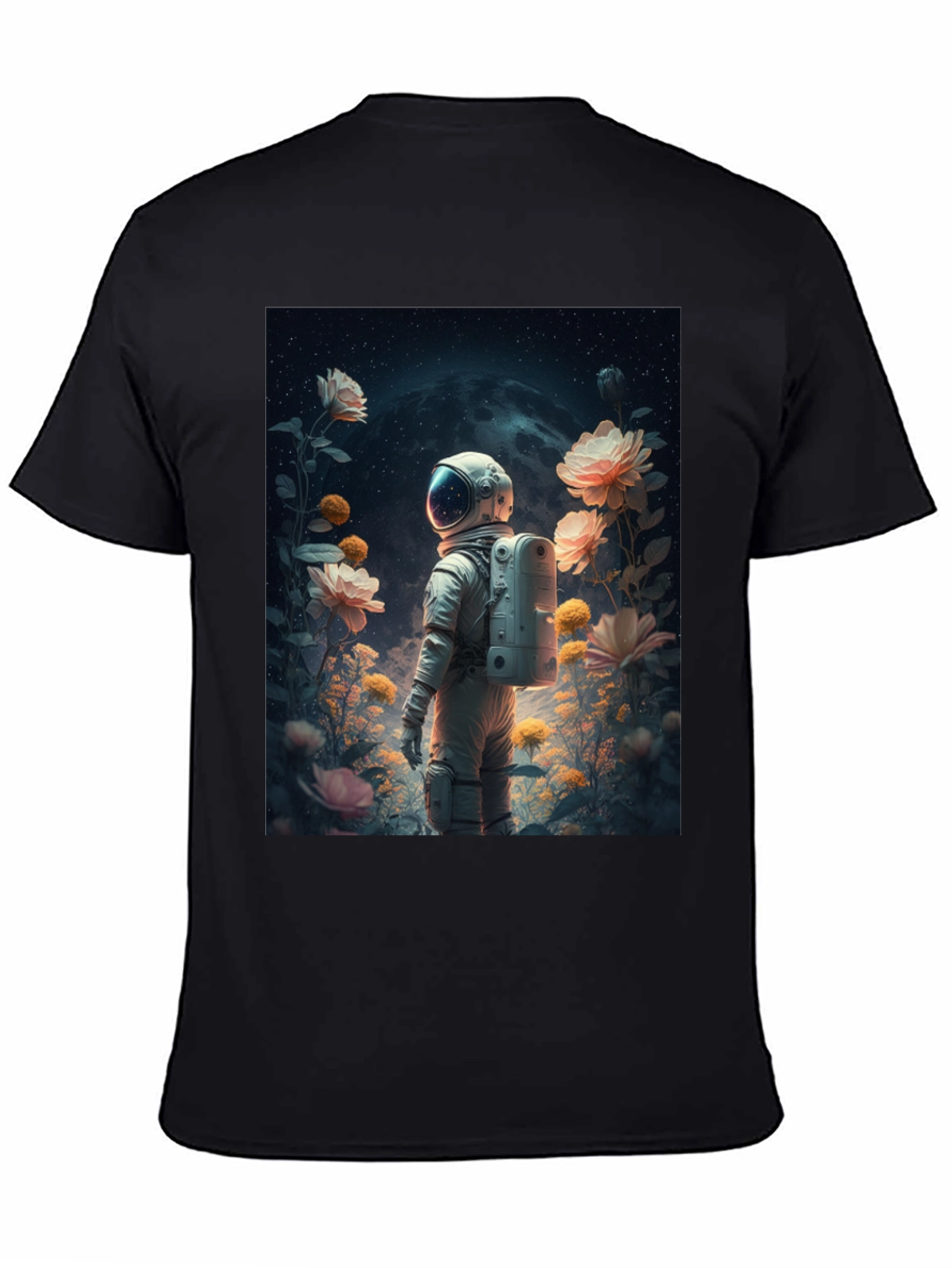 Astronaut in Floral Space T-Shirt
