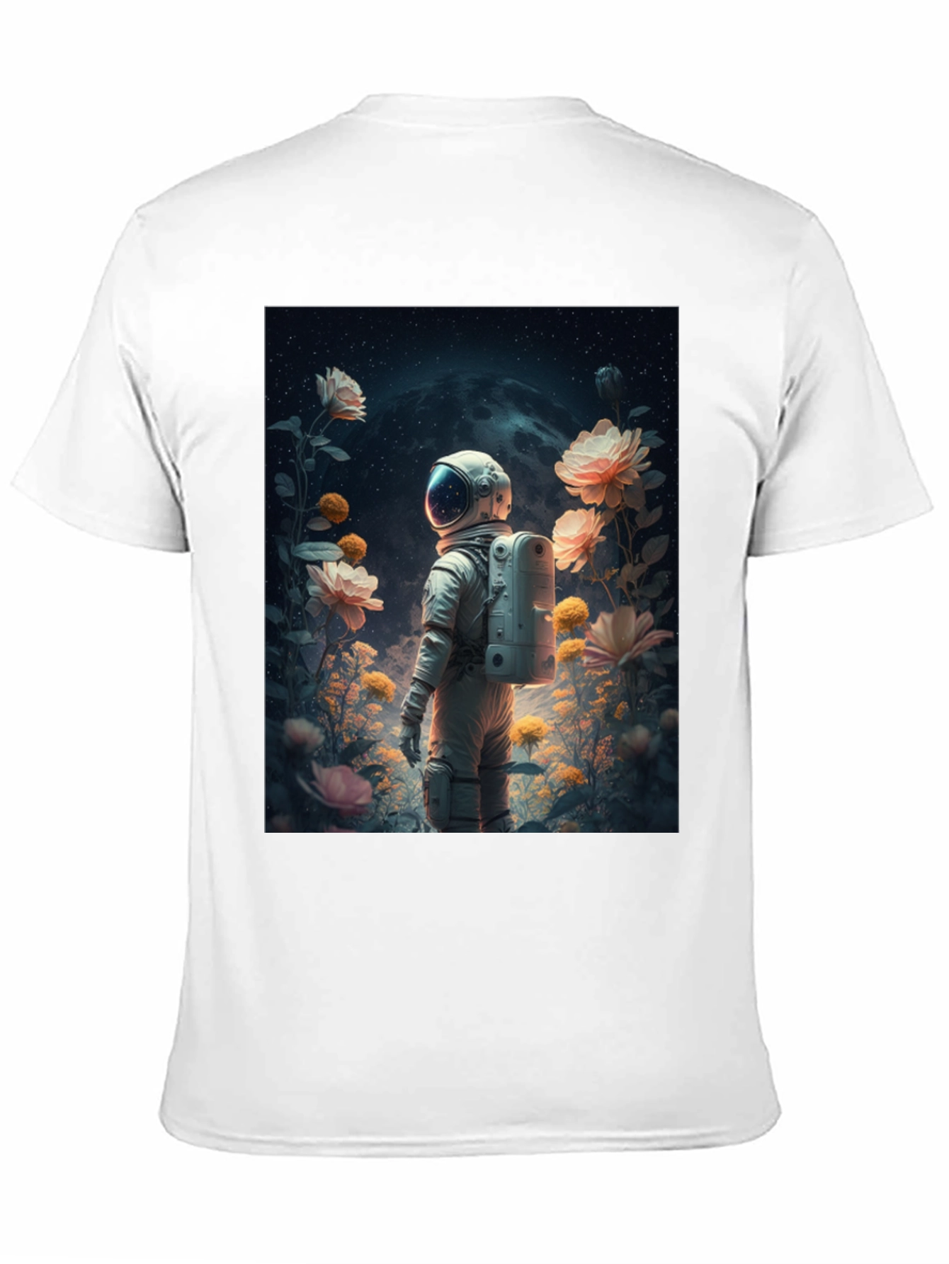 Astronaut in Floral Space T-Shirt