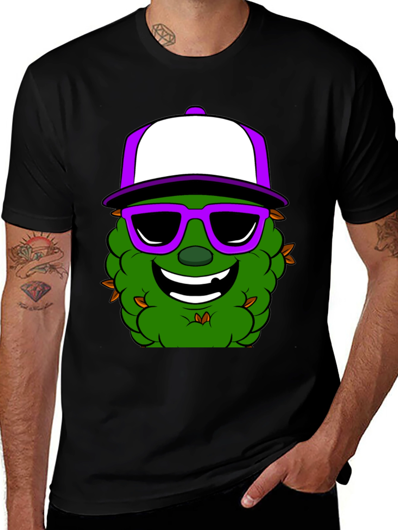 Cool Cannabis Cartoon Black T-Shirt