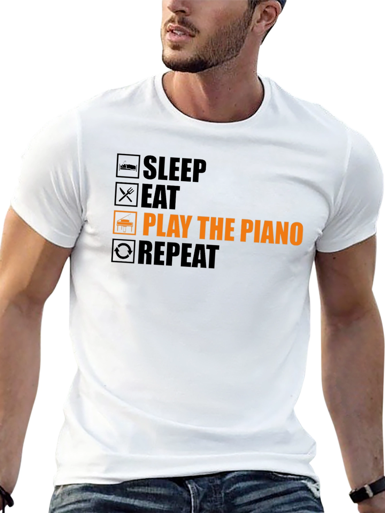 Piano Player T-Shirt: Sleep Eat Play Repeat!