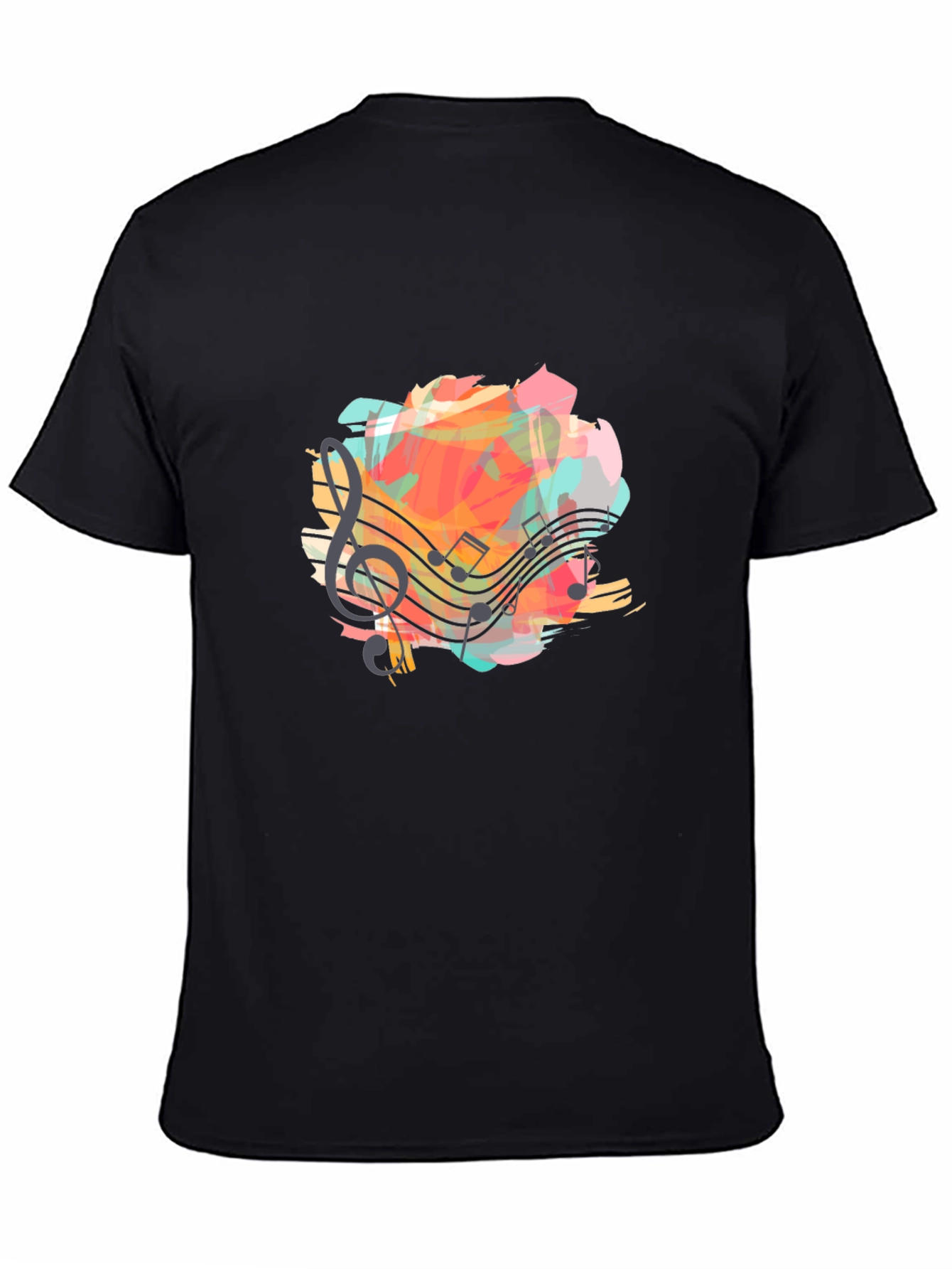 Musical Notes Graphic Black T-Shirt