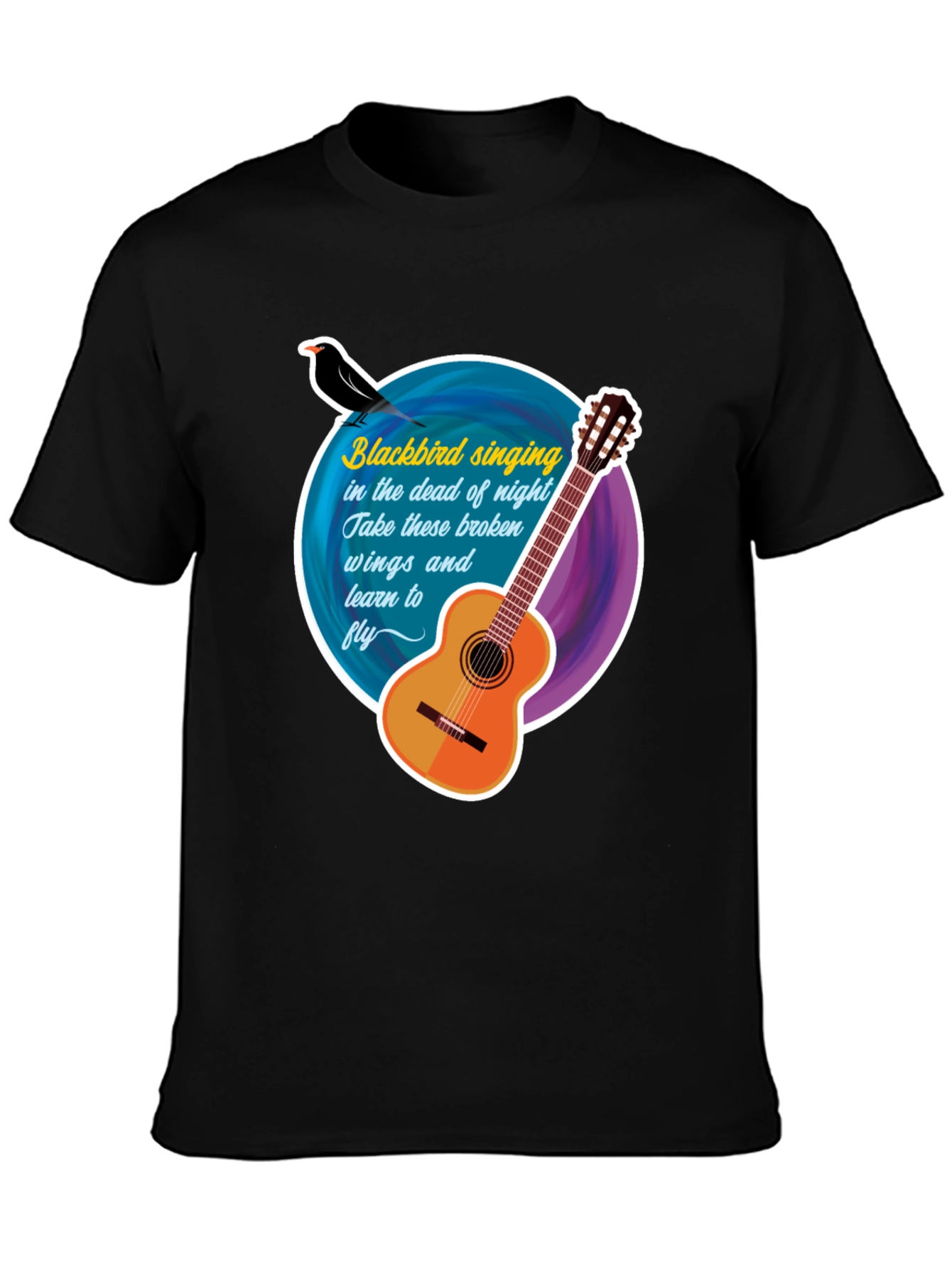Blackbird Guitar Song Lyric T-Shirt