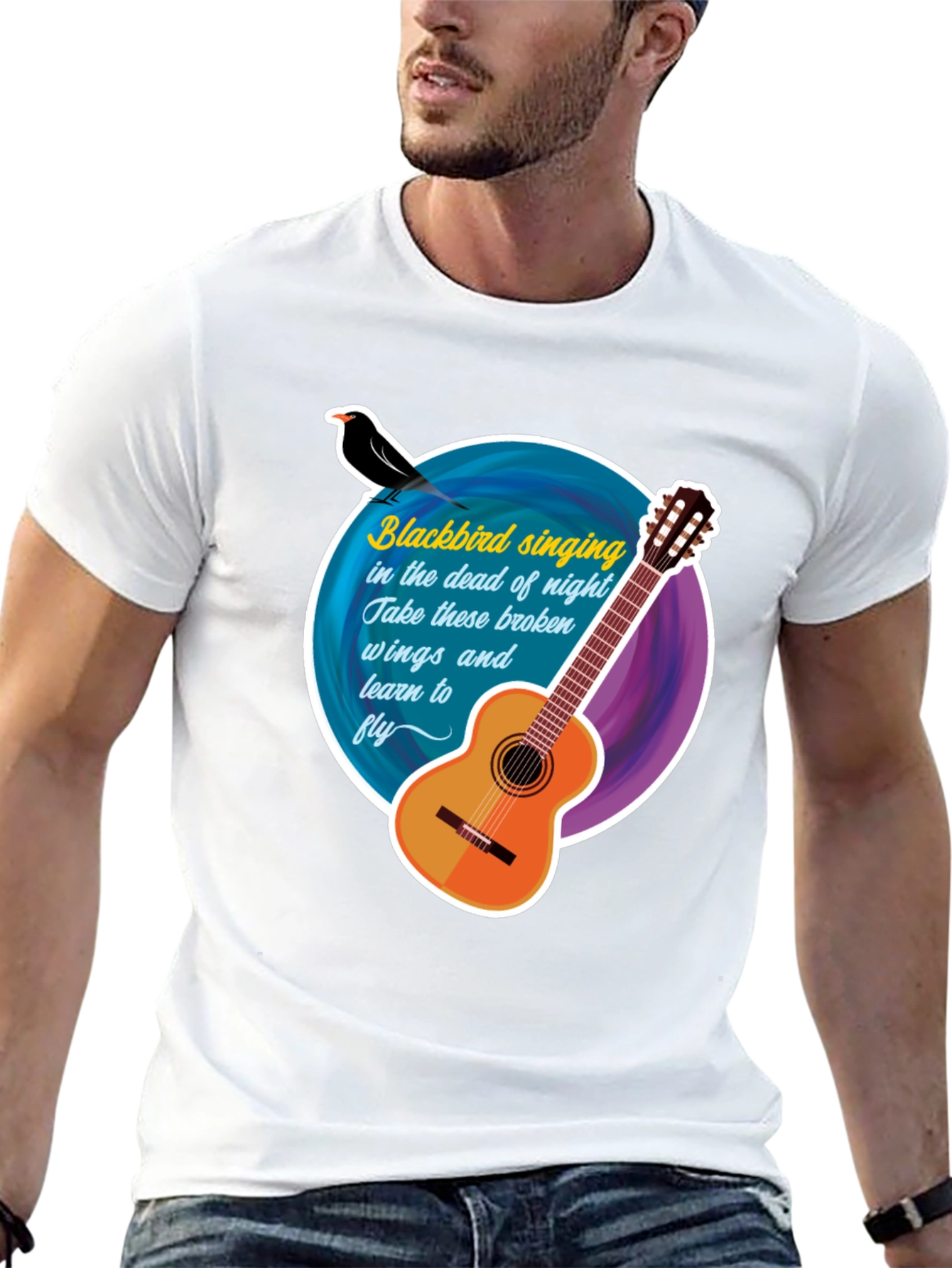 Blackbird Guitar Song Lyric T-Shirt