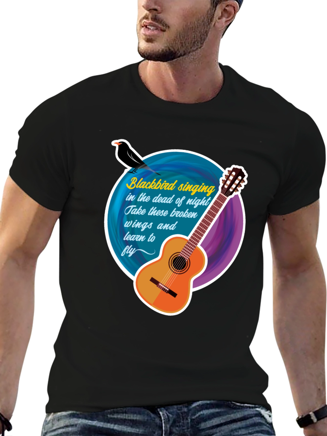 Blackbird Guitar Song Lyric T-Shirt