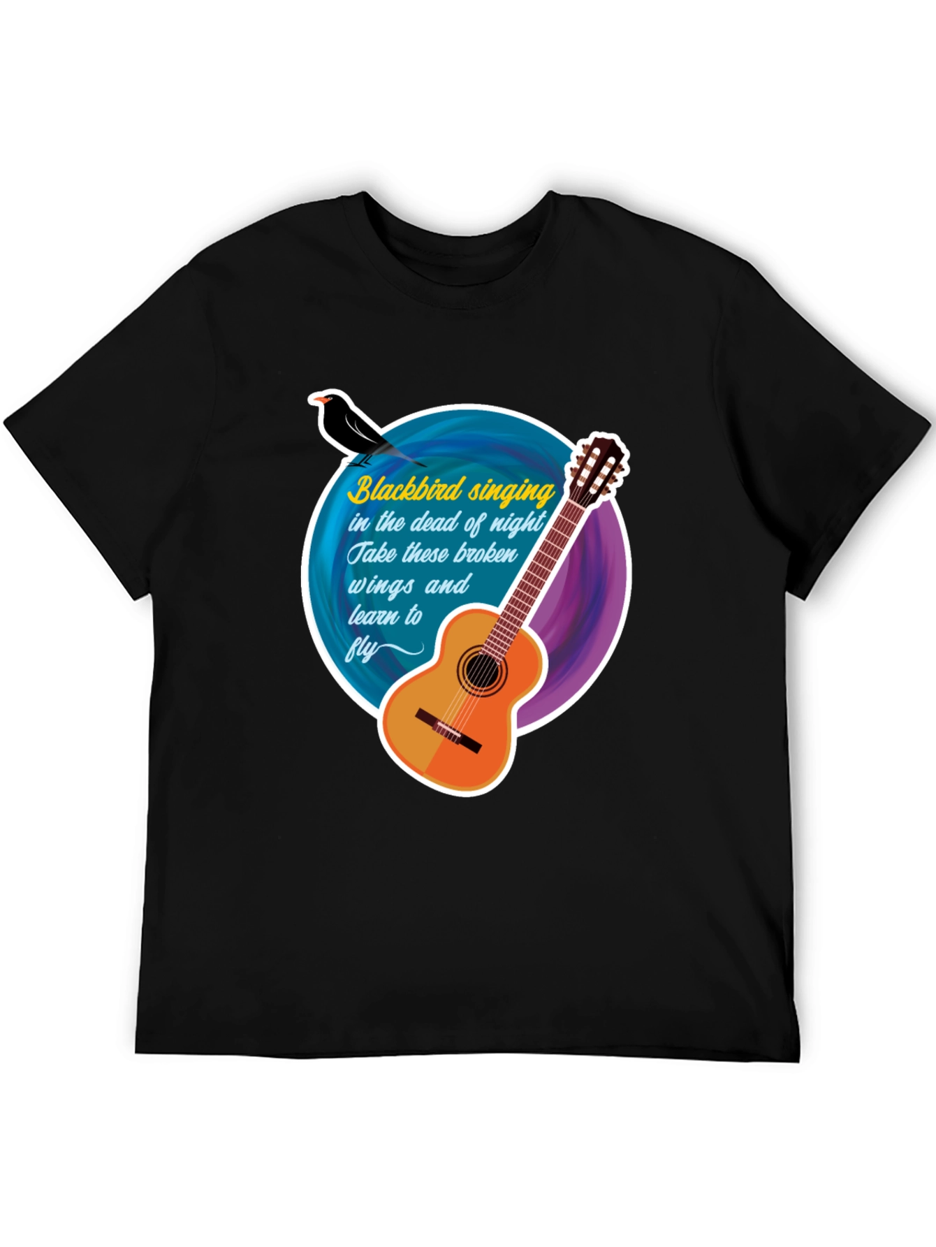 Blackbird Guitar Song Lyric T-Shirt