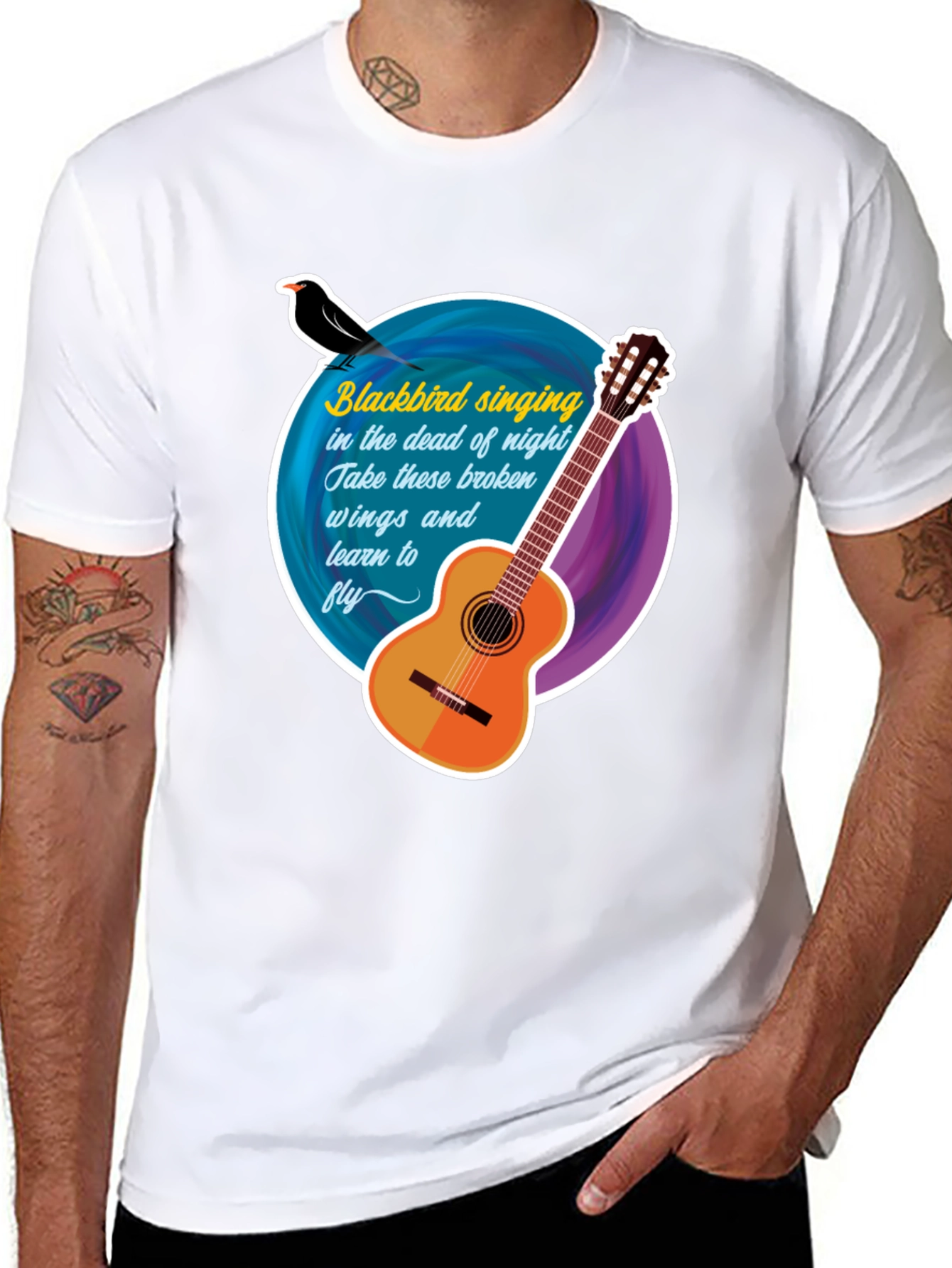 Blackbird Guitar Song Lyric T-Shirt