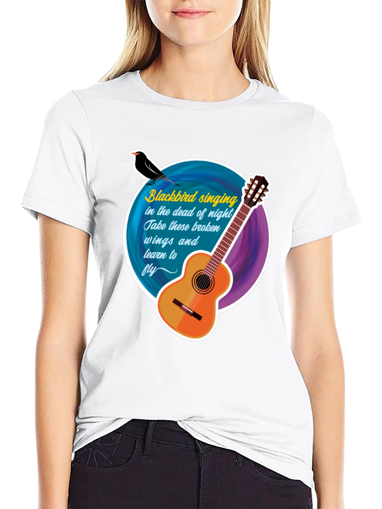 Blackbird Guitar Song Lyric T-Shirt