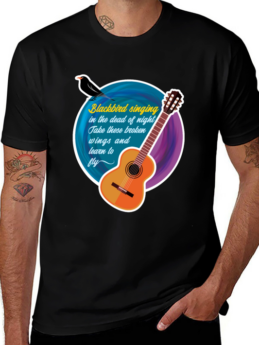 Blackbird Guitar Song Lyric T-Shirt