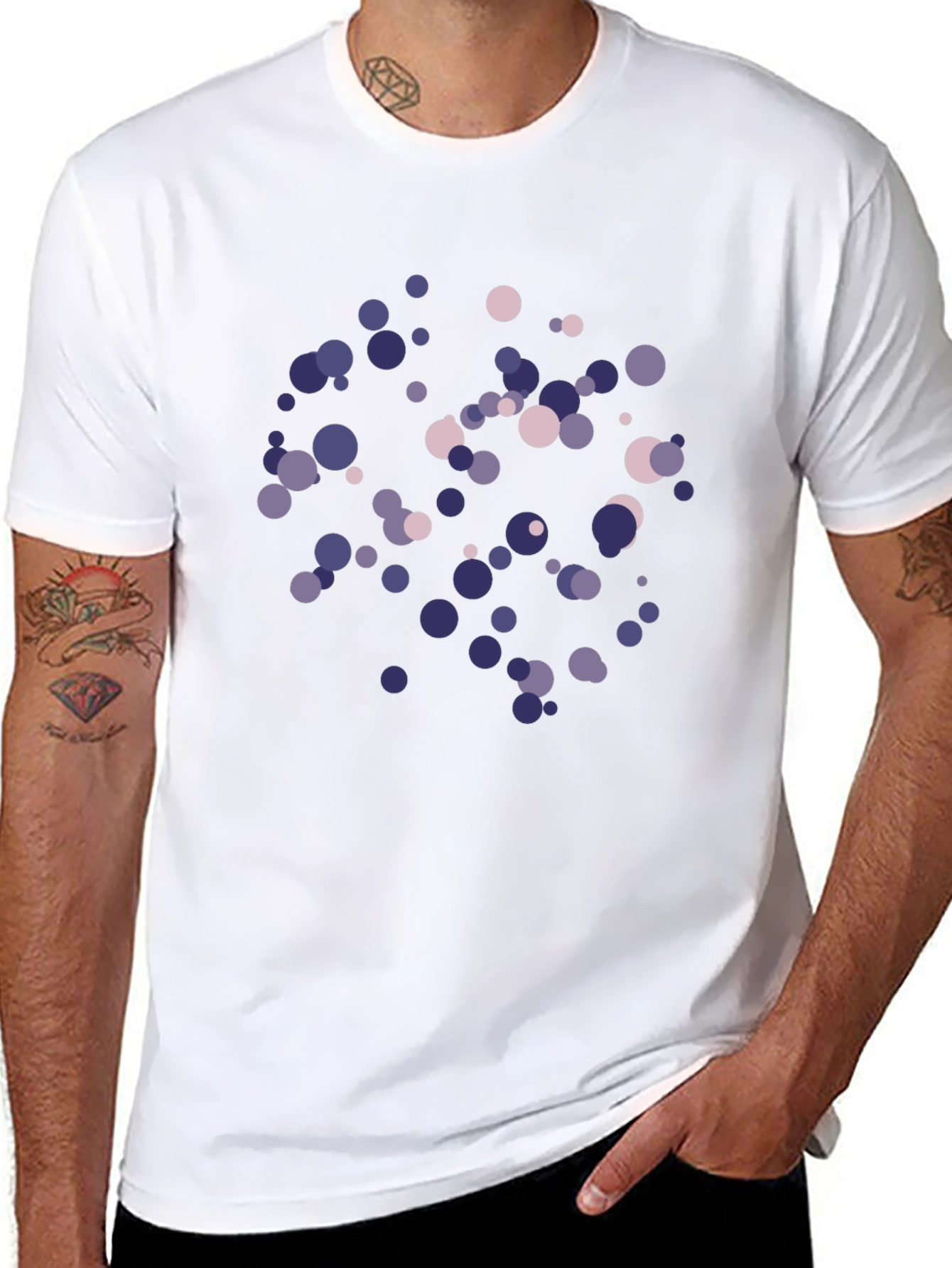 Abstract Polka Dot Print Black T-Shirt